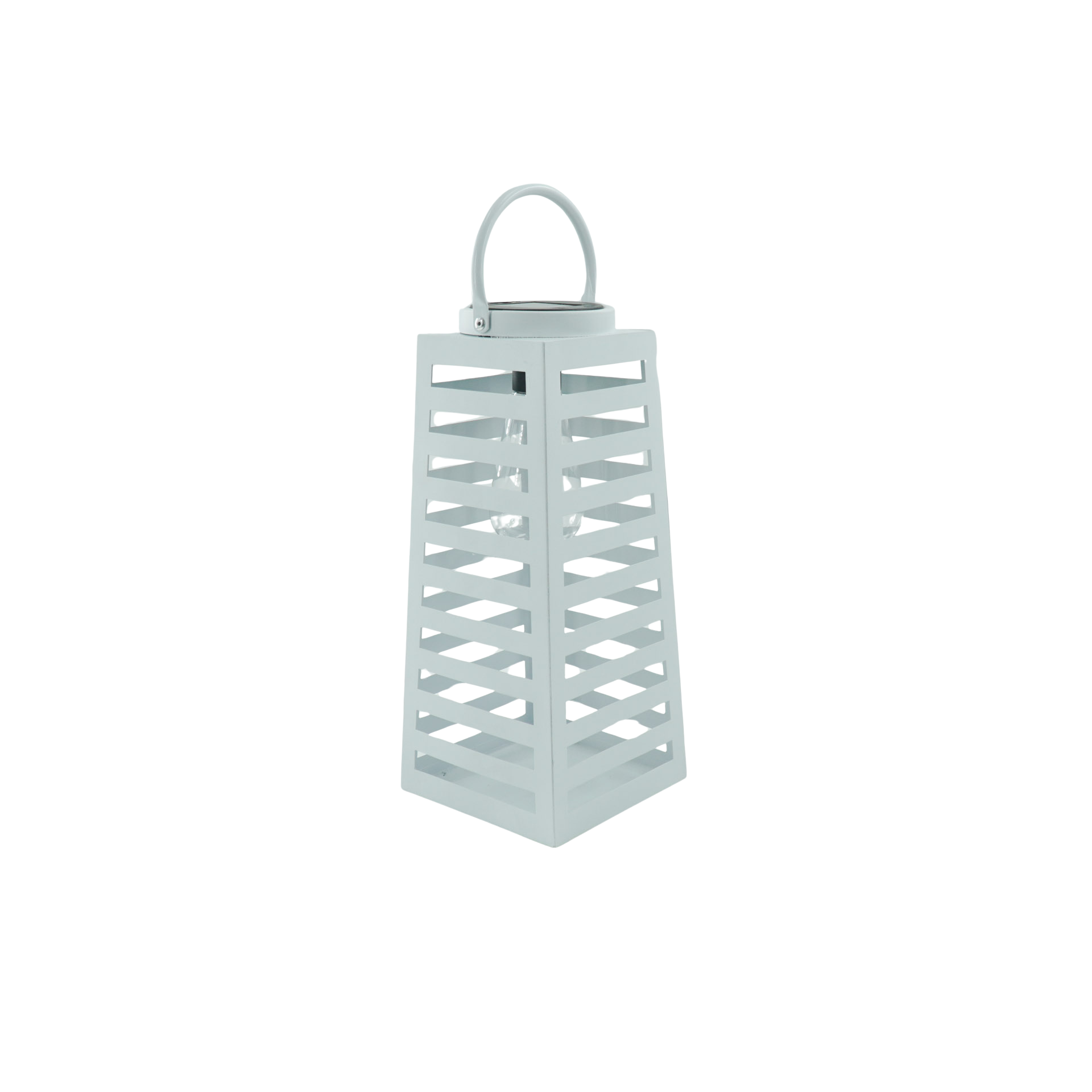 Lamp - Lantaarn - Zonne-energie - Metaal - Wit - 14x32,5cm