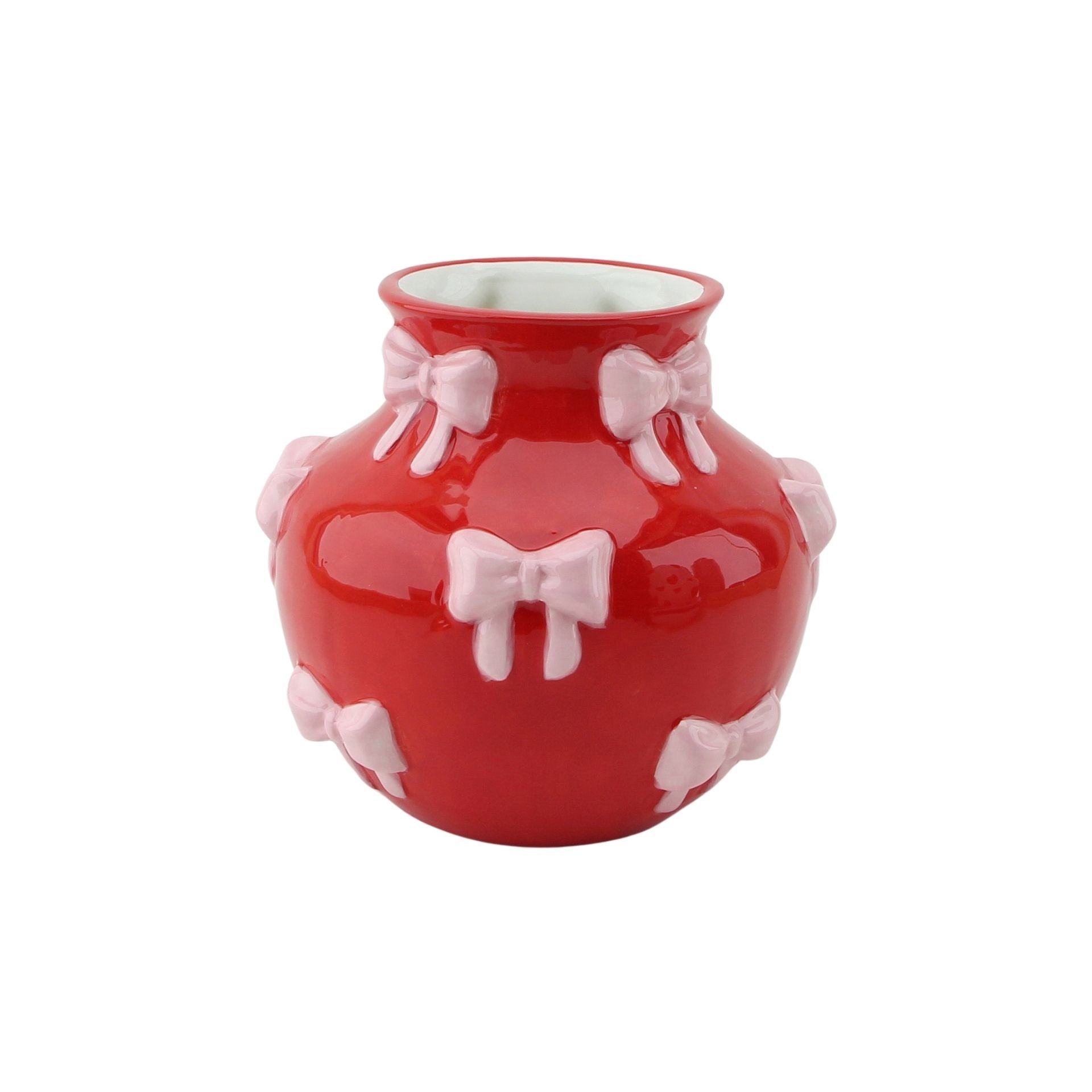 Vaas - Bloemenvaas Linten - Rood/Roze - 14,5x14,5x13cm