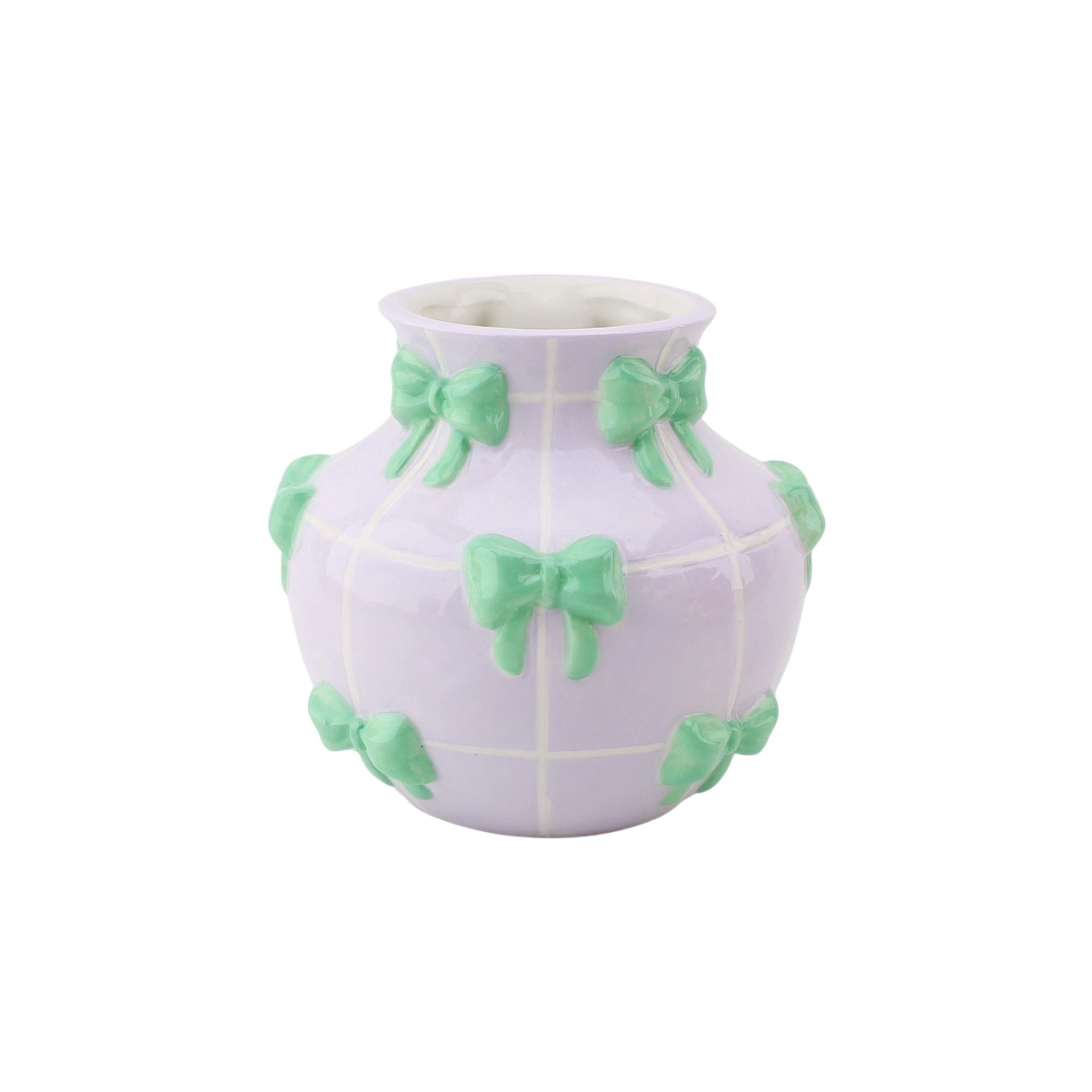 Vaas - Bloemvaas Linten - Lila/Mint - 14,5x14,5x13cm