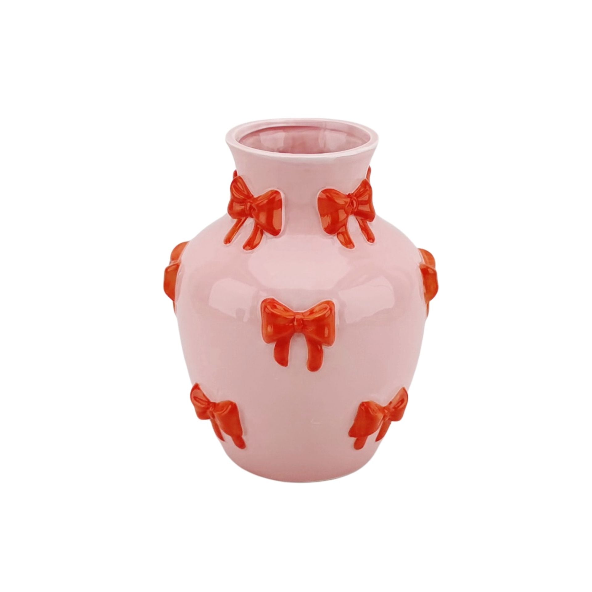 Vaas - Bloemenvaas Linten - Roze/Oranje - 14x14x19cm