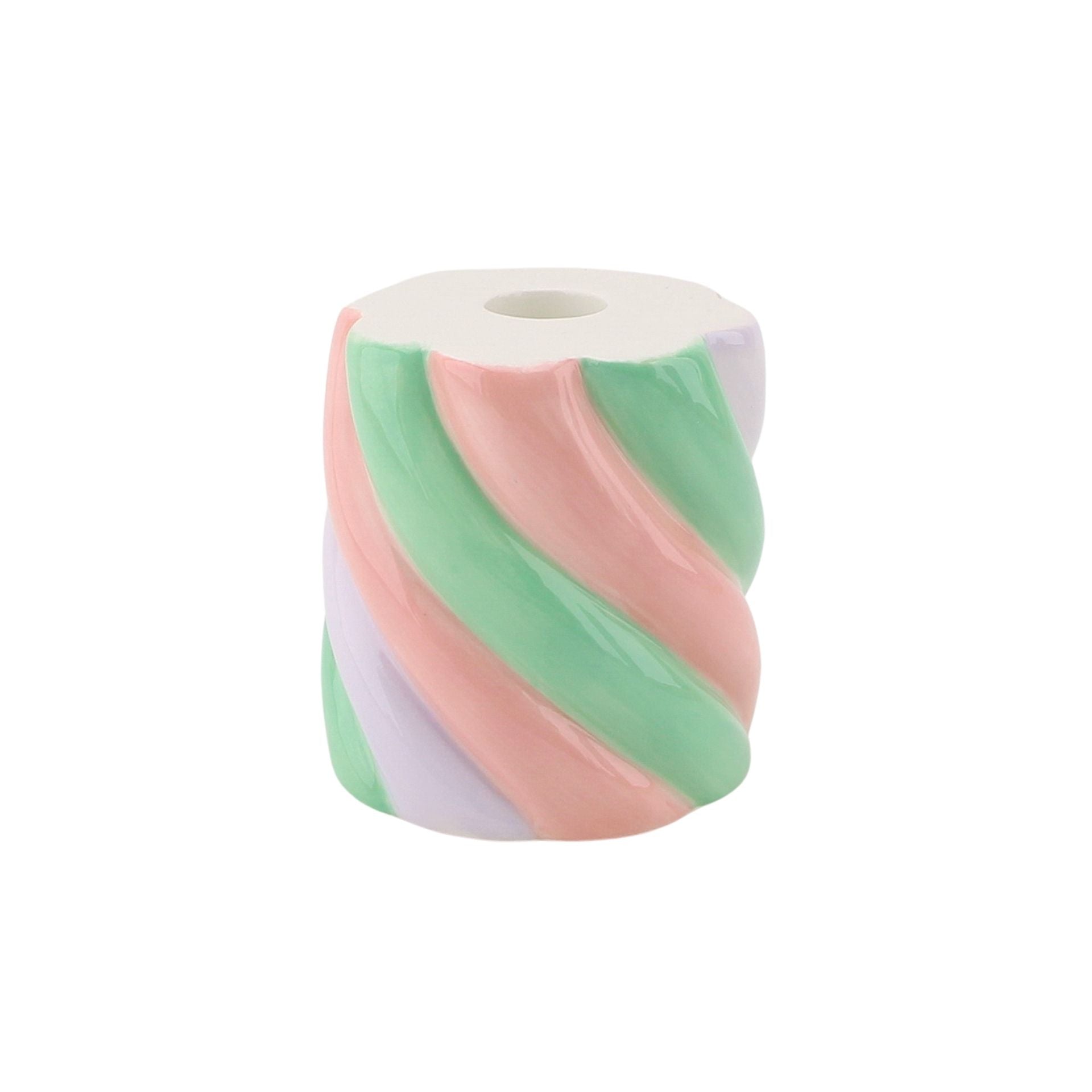 Kandelaar - Marshmellow - Roze/Mintgroen/Lila - 8,5x8,5x9cm