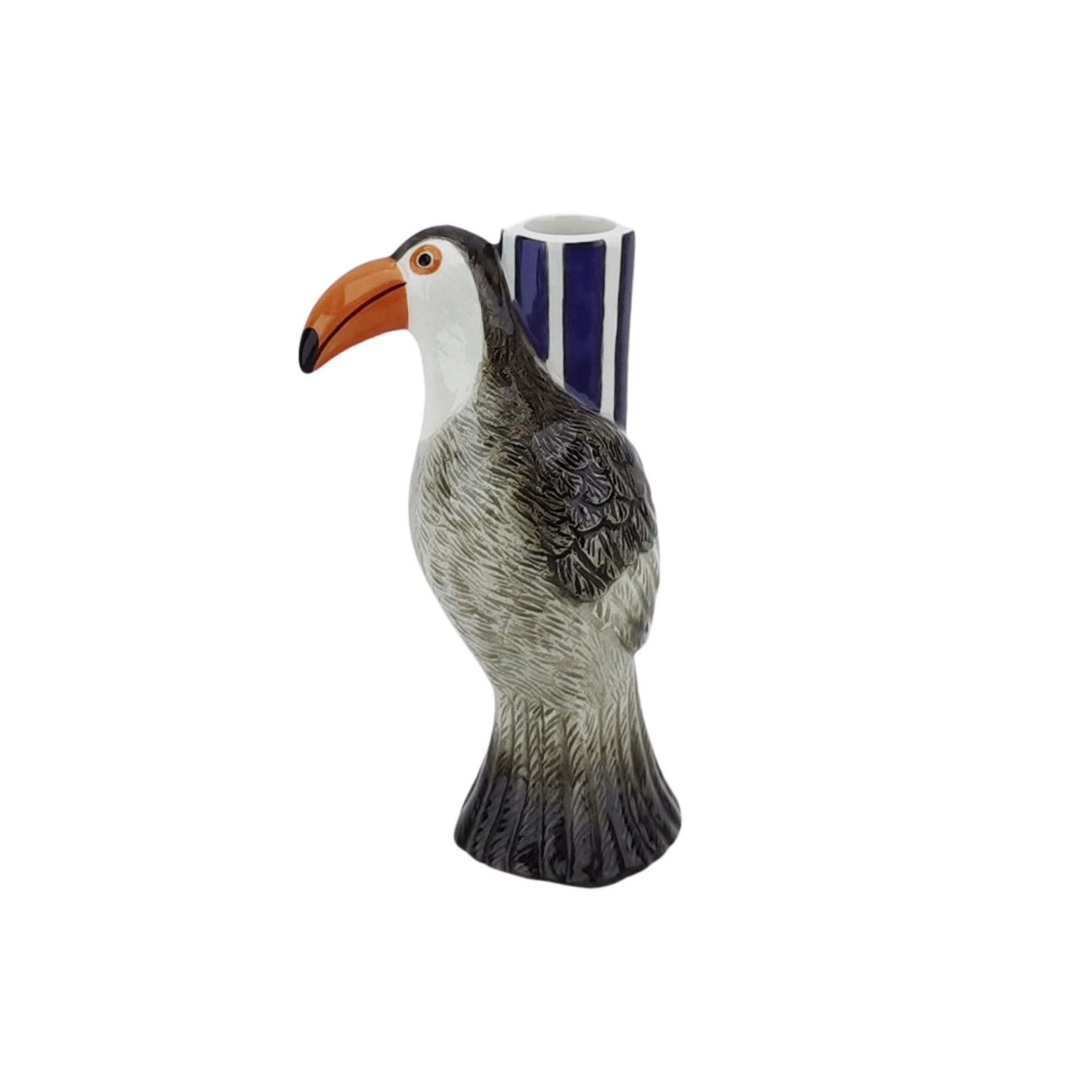 Kandelaar - Toekan - Violet/Grijs/Oranje - 8,5x7x16cm