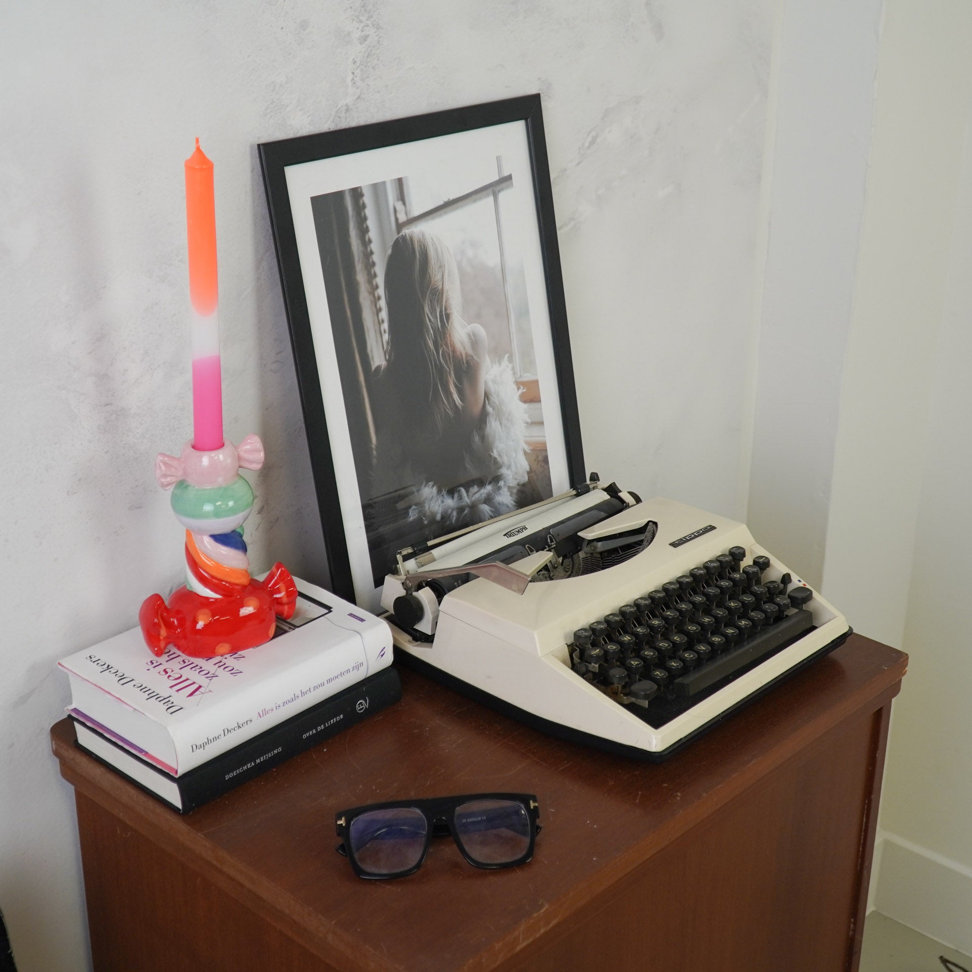 Kandelaar - Stapled Toffee Candy - meerkleurig - 13x7x20 cm