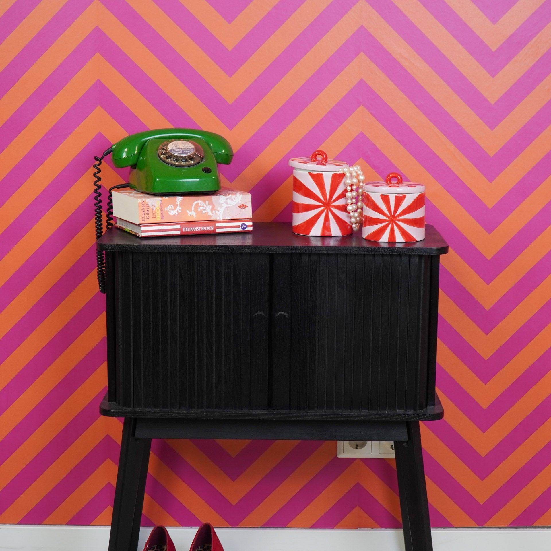 Decoratieve pot - Spiraal - Dolomiet - Rood/Roze - 11 x 11 x 11,5 cm