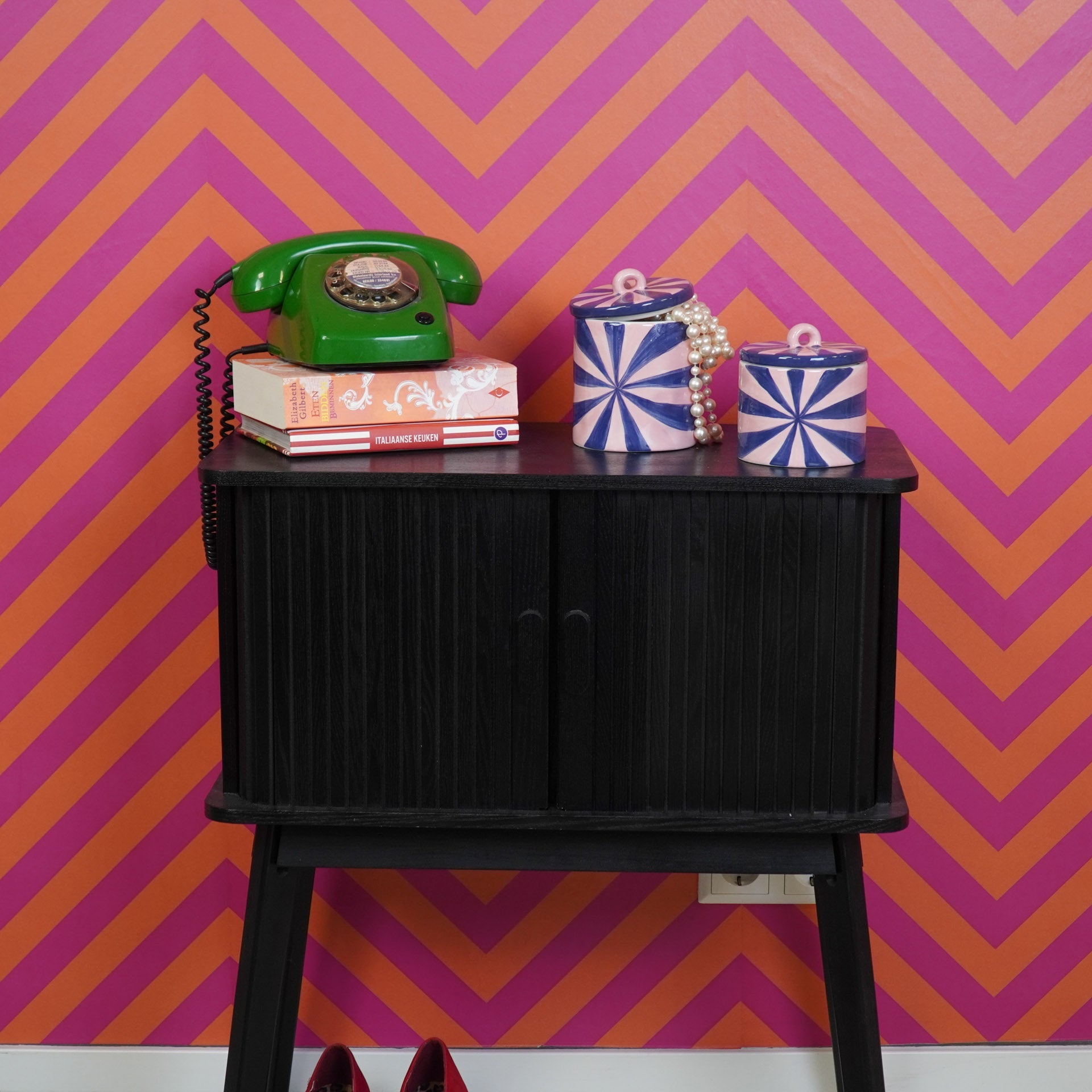 Decoratieve pot - Spiraal - Dolomiet - Blauw/Roze - 11x11x11,5cm