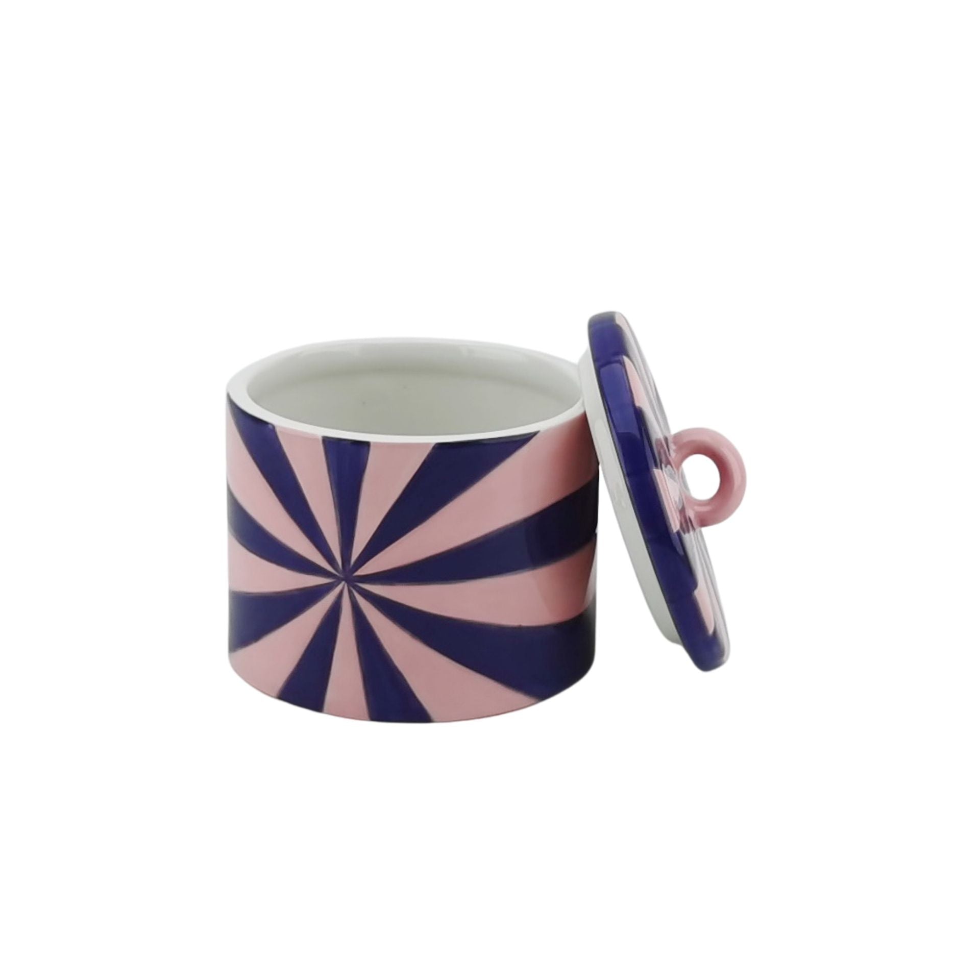 Decoratieve pot - Spiraal - Dolomiet - Blauw/Roze - 11x11x11,5cm