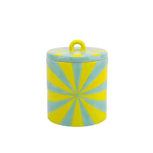 Decoratiepot - Swirl - Dolomiet - Geel/Mint - 11x11x14,5 cm