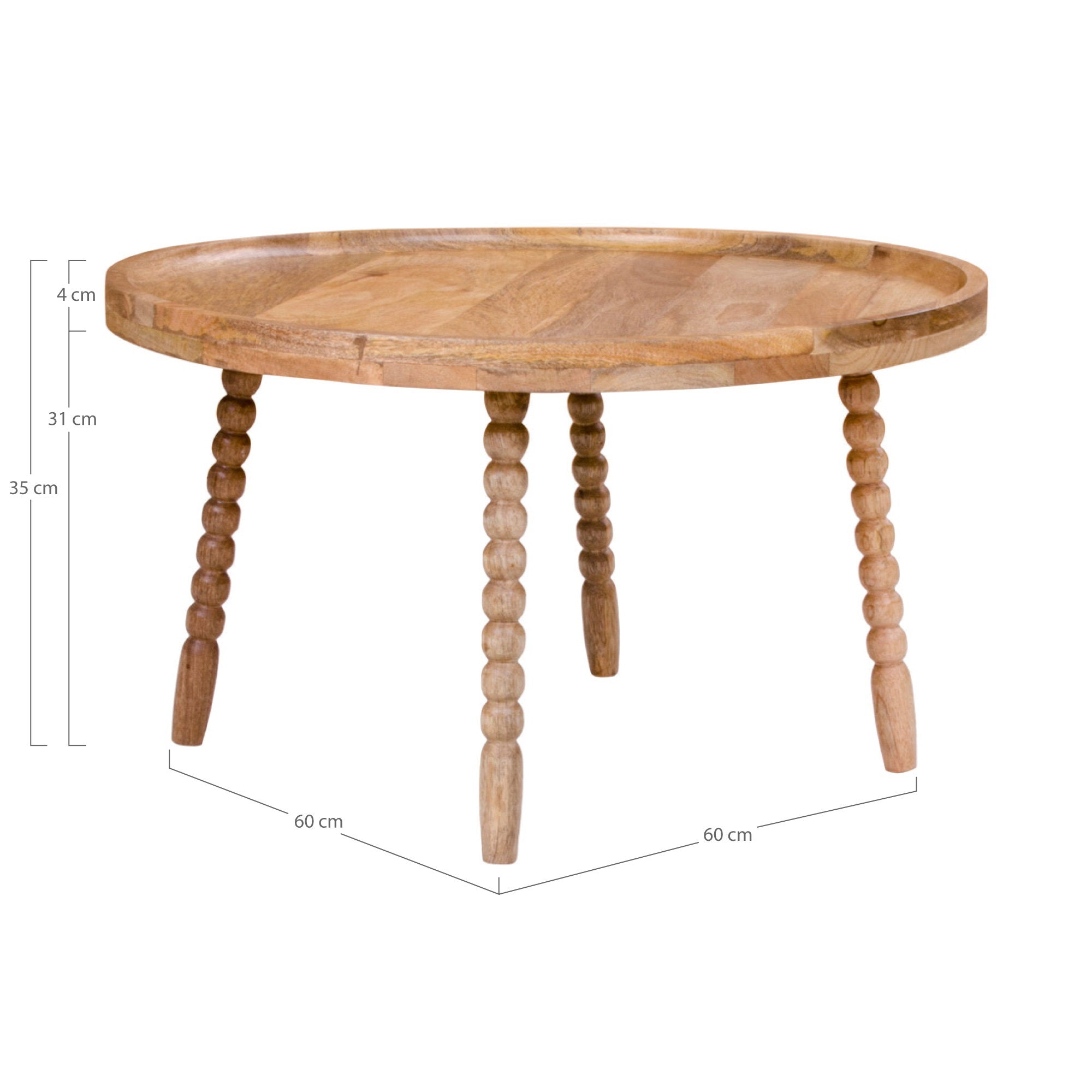 Jammu salontafel - salontafel, mango naturel ø60x35 cm