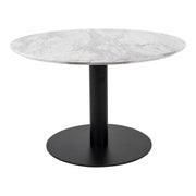 Bolzano salontafel - salontafel, marmerlook blad, wit, zwart onderstel ø70x45 cm