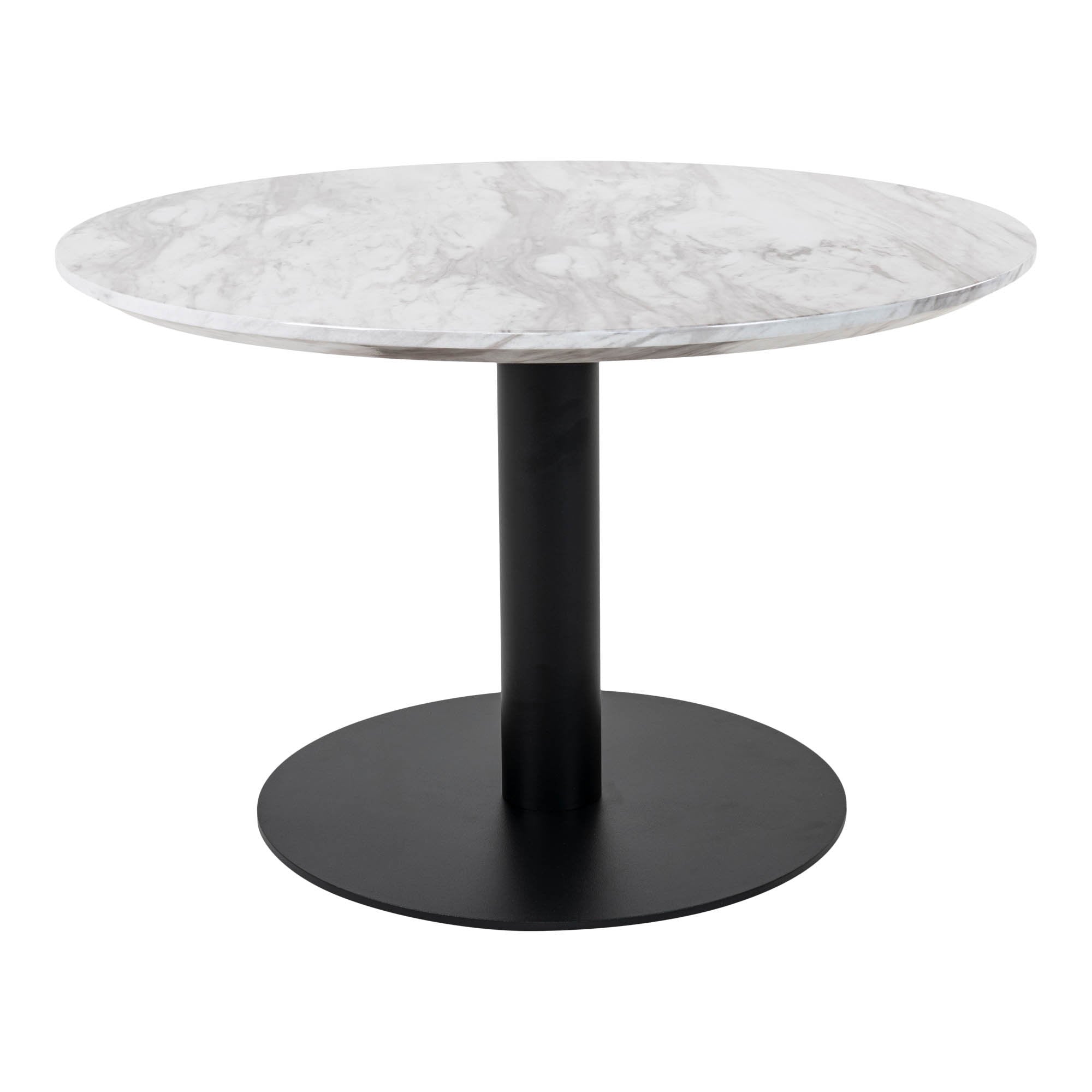 Bolzano salontafel - salontafel, marmerlook blad, wit, zwart onderstel ø70x45 cm