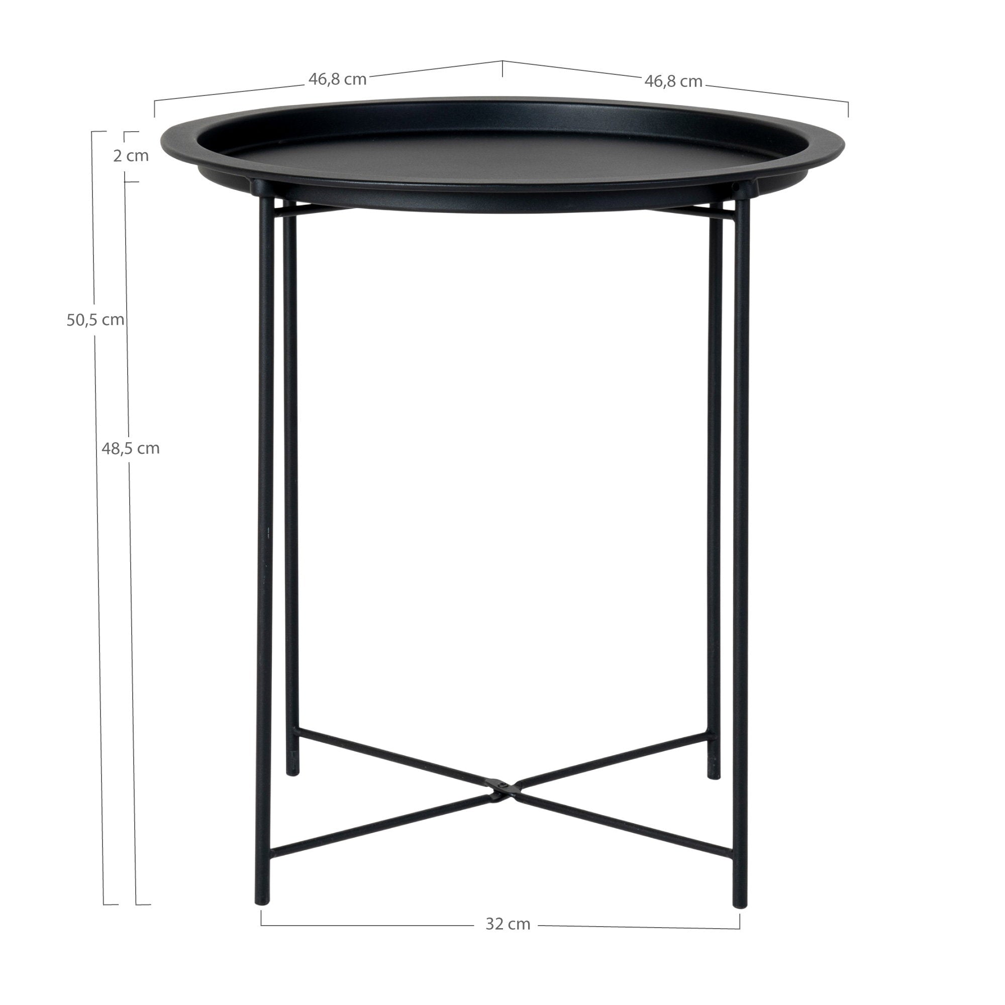 Bastia bijzettafel - Bijzettafel van staal, zwart ø47x50 cm