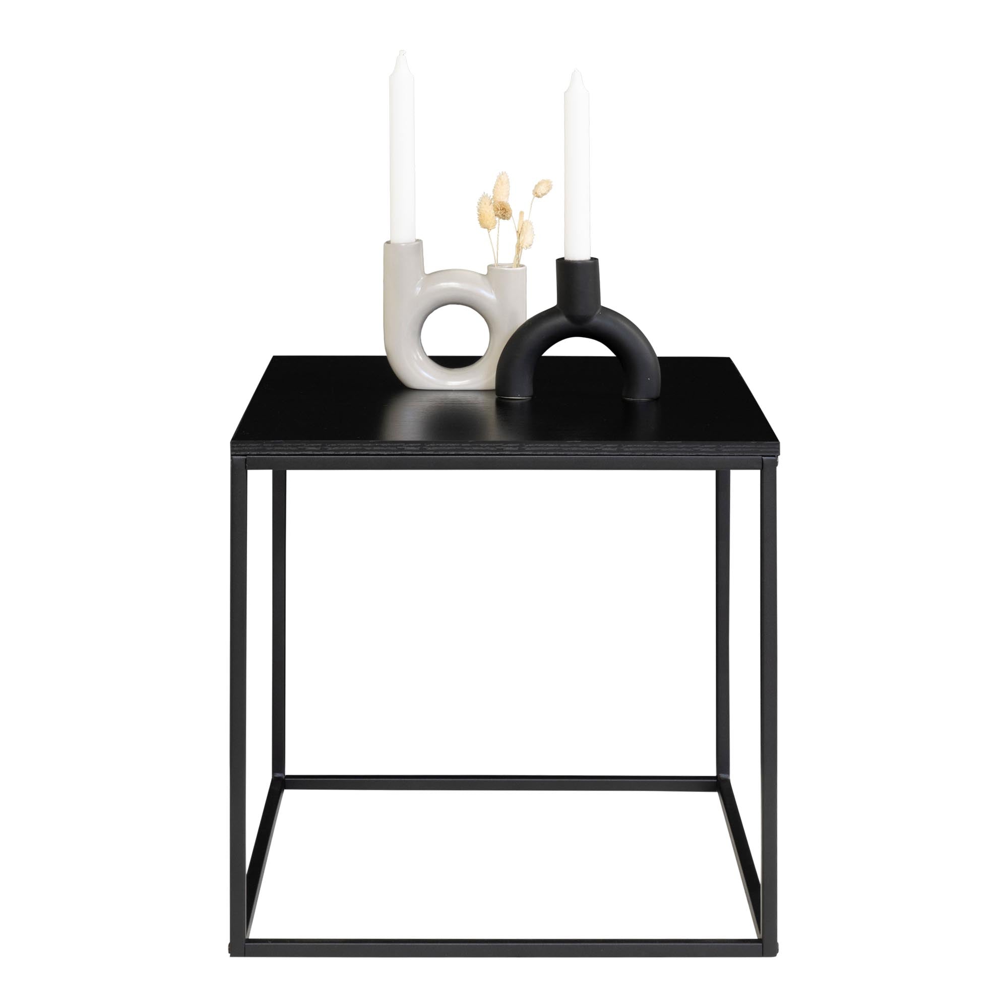 Vita Side Table - Bijzettafel, zwart, zwart frame 45x45x45 cm