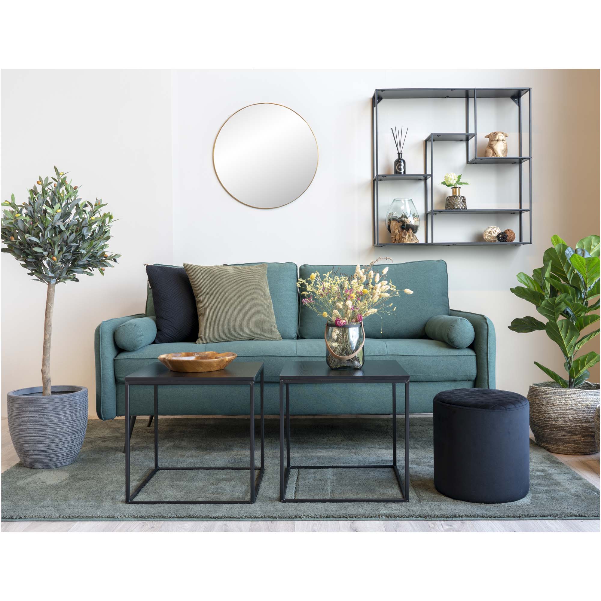 Vita Side Table - Bijzettafel, zwart, zwart frame 45x45x45 cm