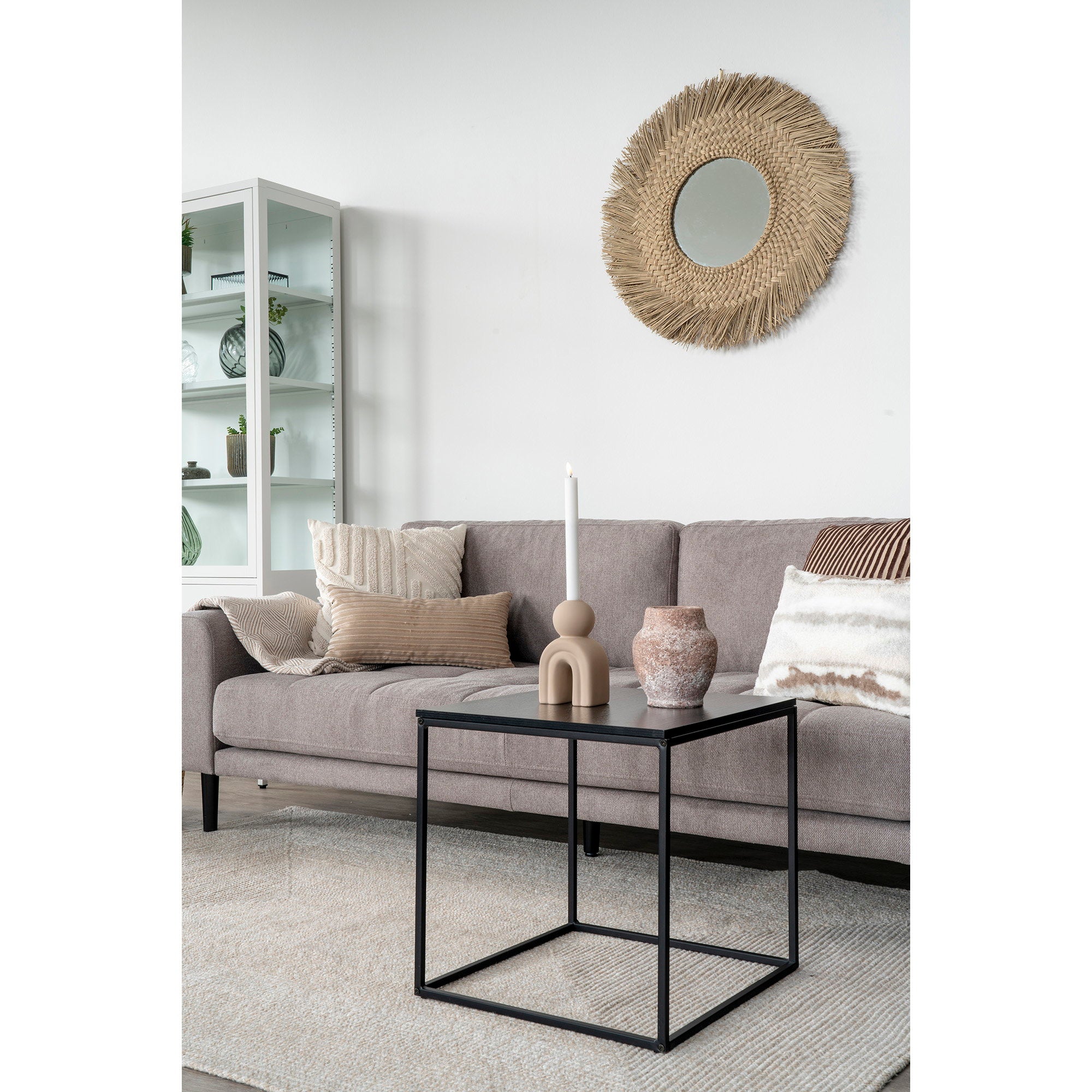 Vita Side Table - Bijzettafel, zwart, zwart frame 45x45x45 cm