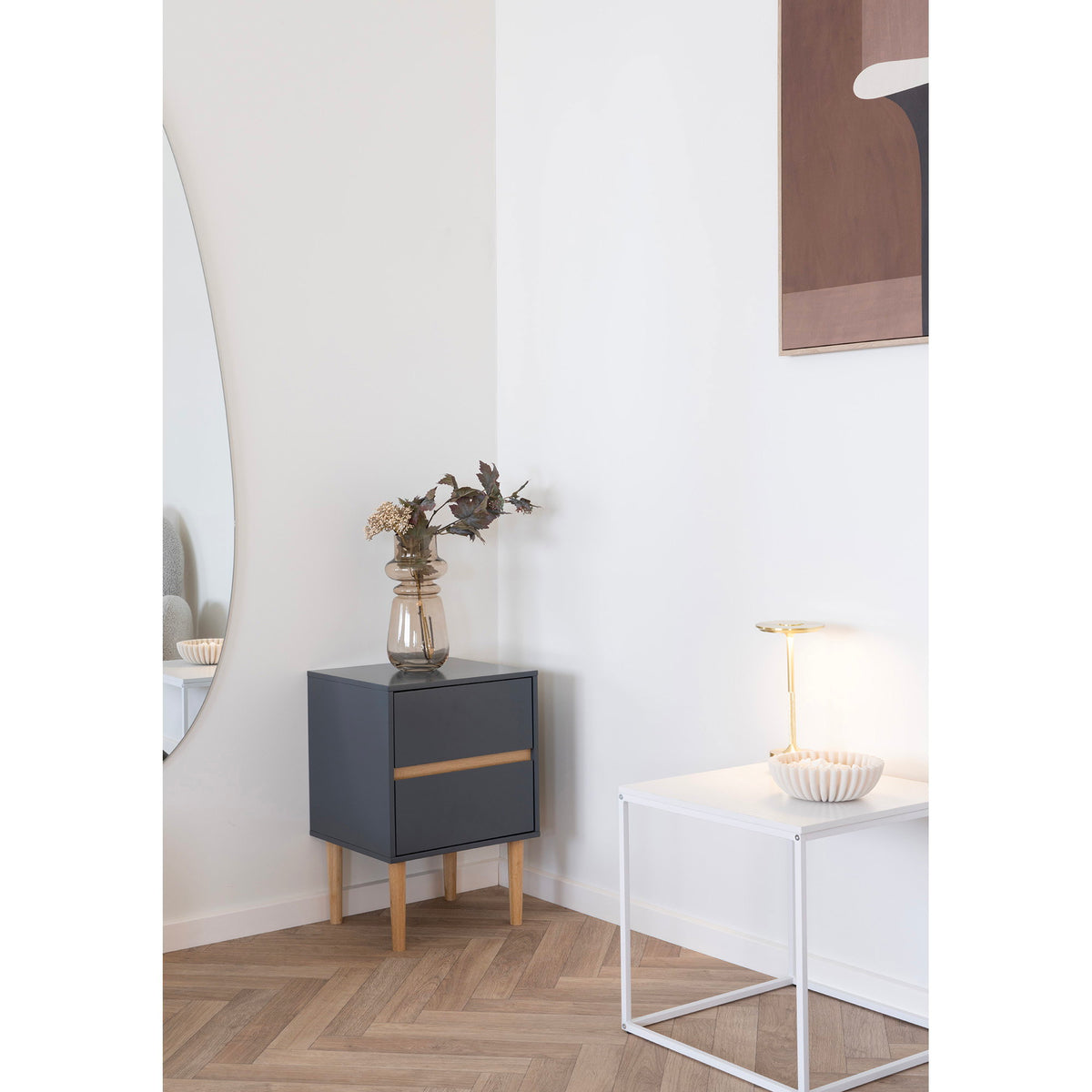 Vita bijzettafel - bijzettafel, wit, wit frame 45x45x45 cm