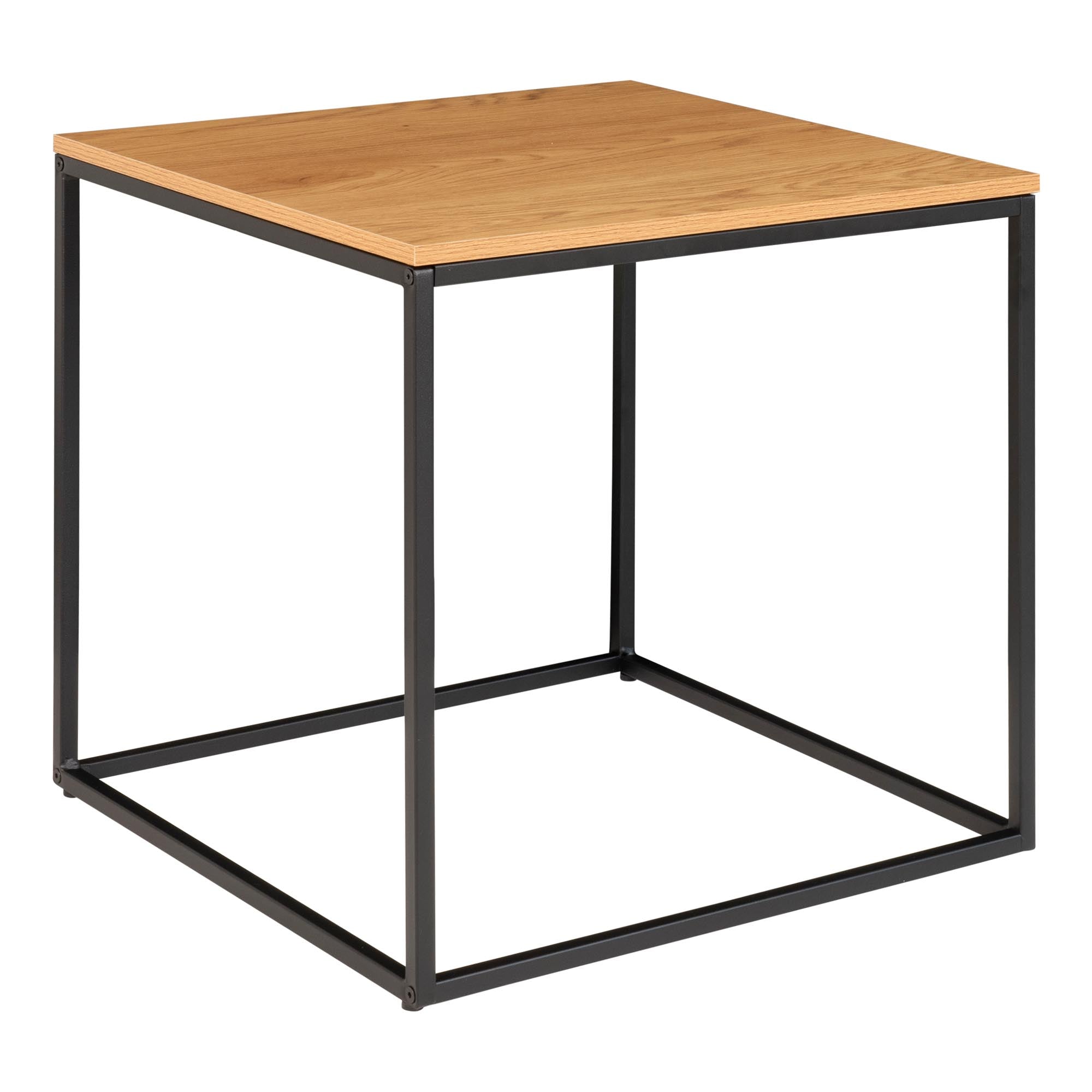 Vita bijzettafel - bijzettafel, eikenlook, zwart frame 45x45x45 cm