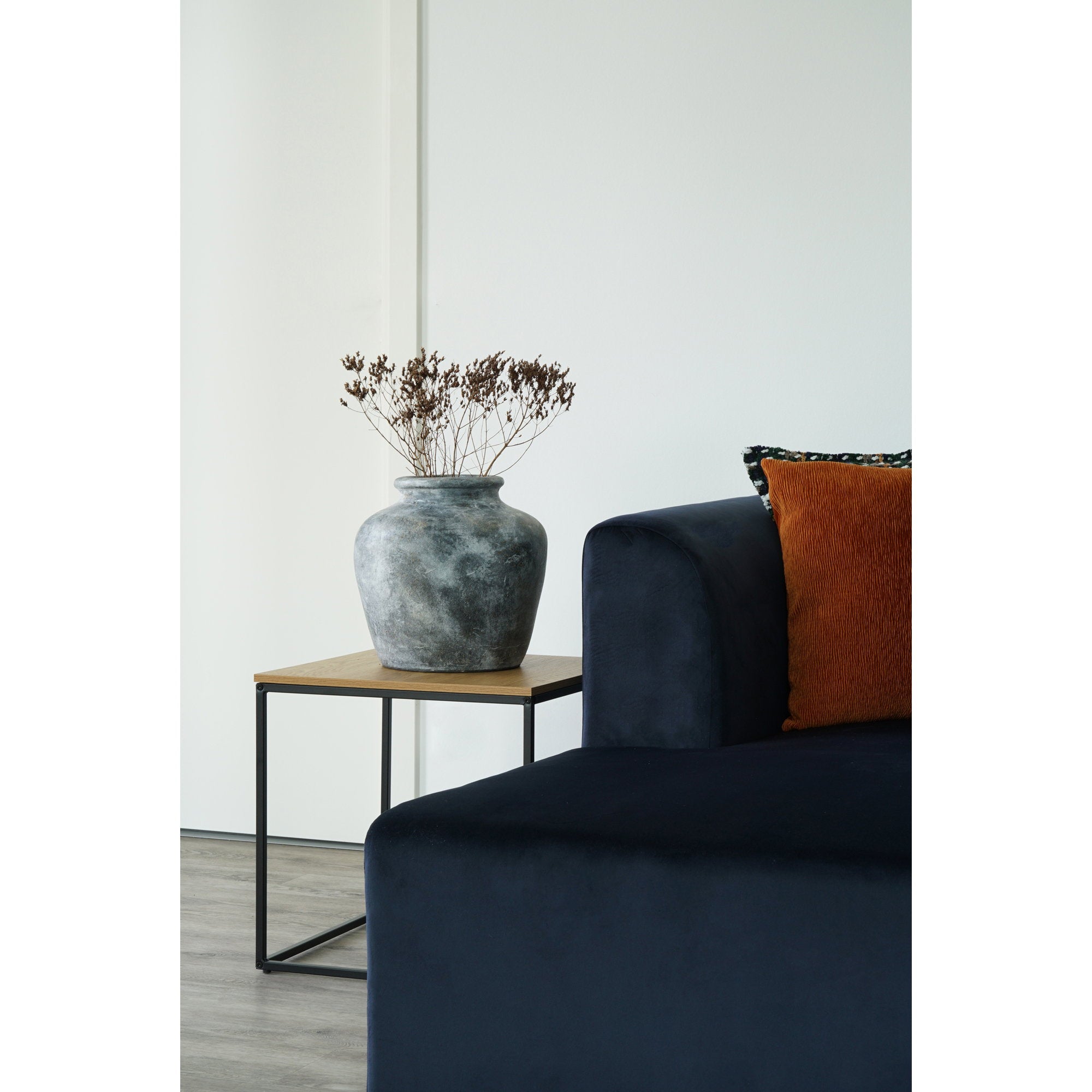 Vita bijzettafel - bijzettafel, eikenlook, zwart frame 45x45x45 cm