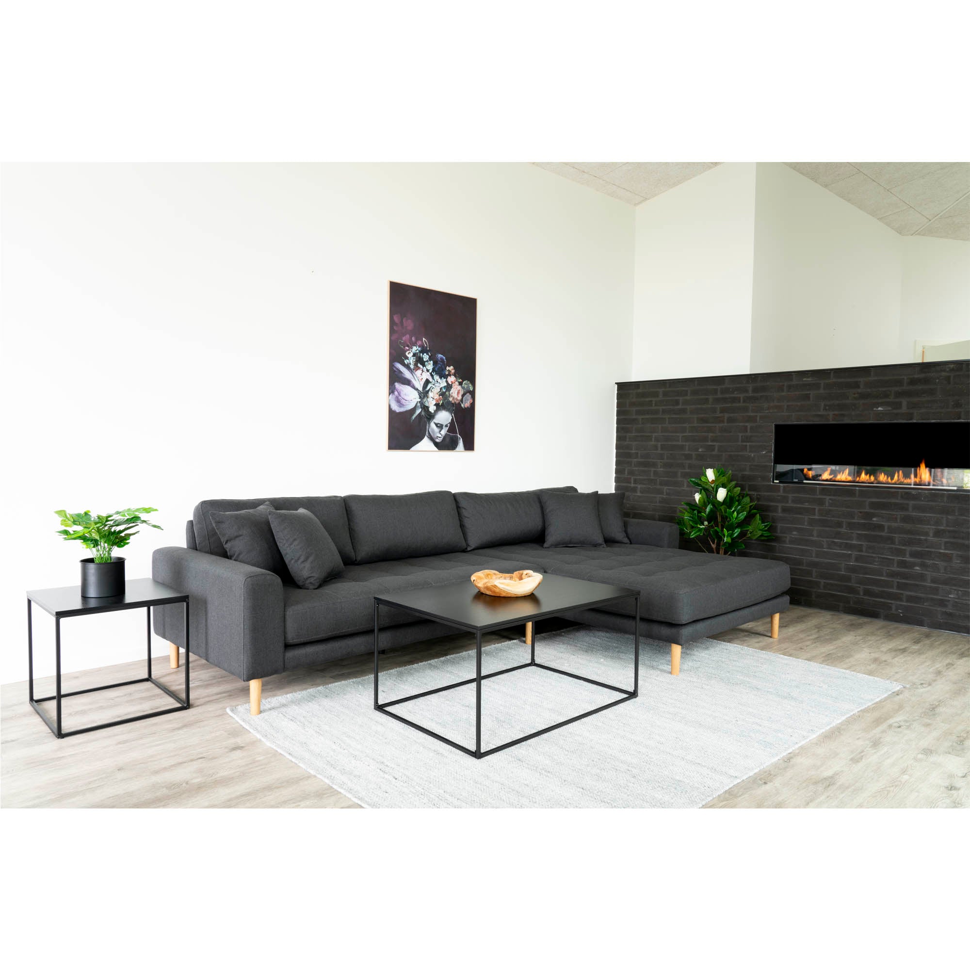Vita salontafel - salontafel, zwart, zwart frame 60x90x45 cm