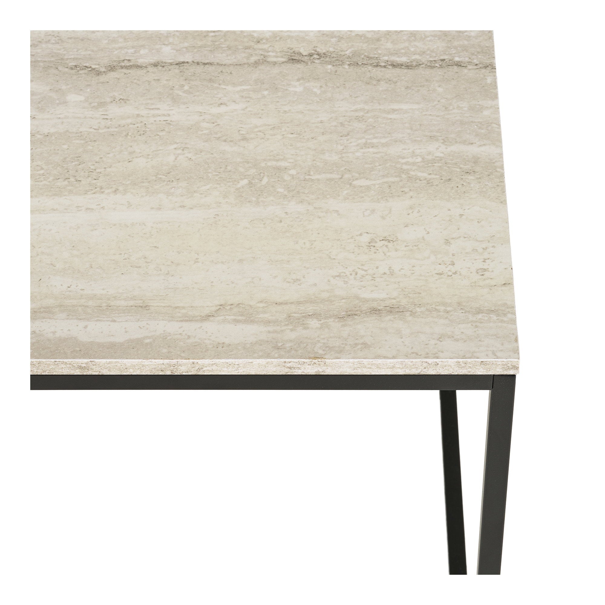 Vita salontafel - salontafel in travertijnlook, zwart frame, 90 x 60 x 45 cm