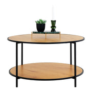 Vita salontafel - salontafel, eikenlook, zwart frame ø80x45 cm