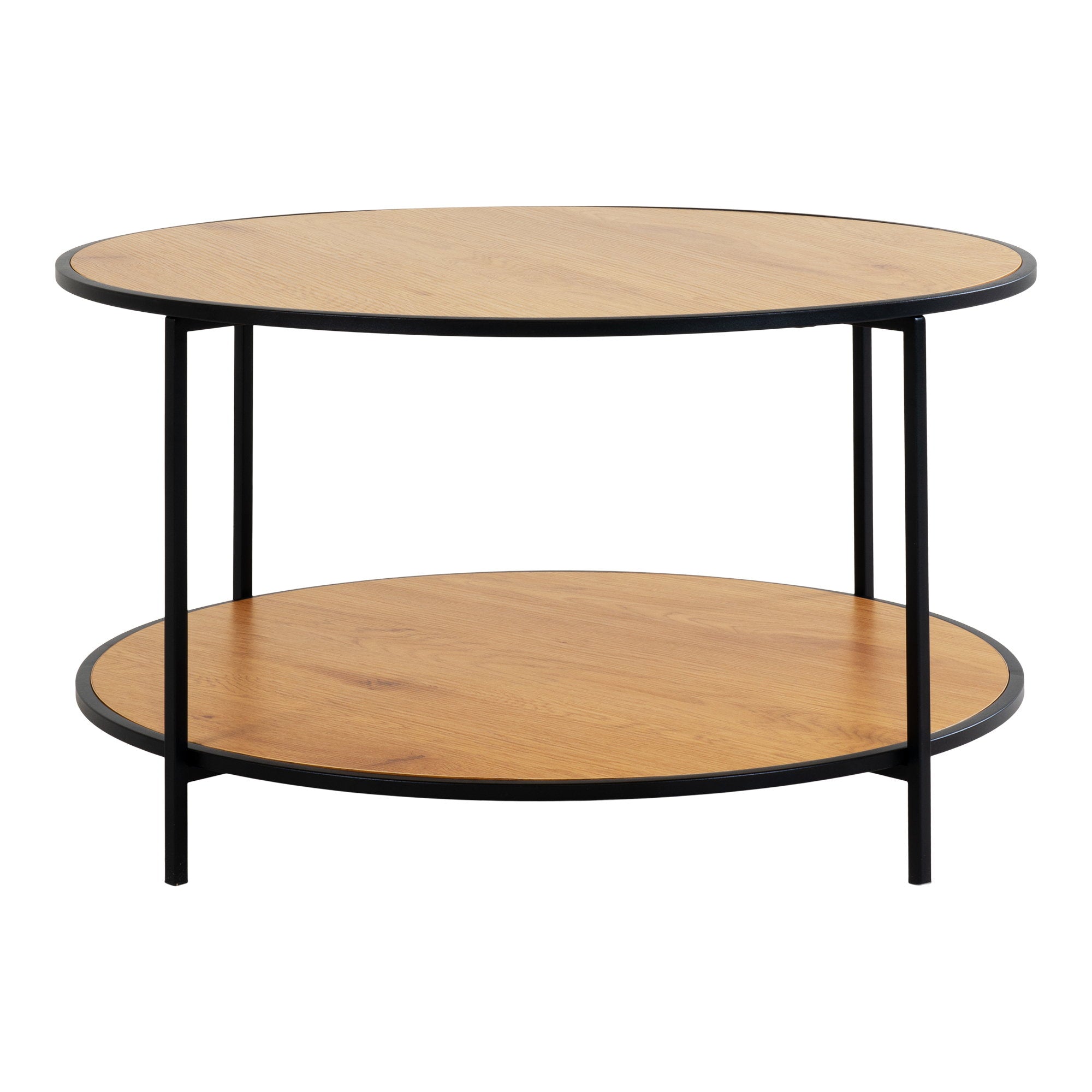 Vita salontafel - salontafel, eikenlook, zwart frame ø80x45 cm