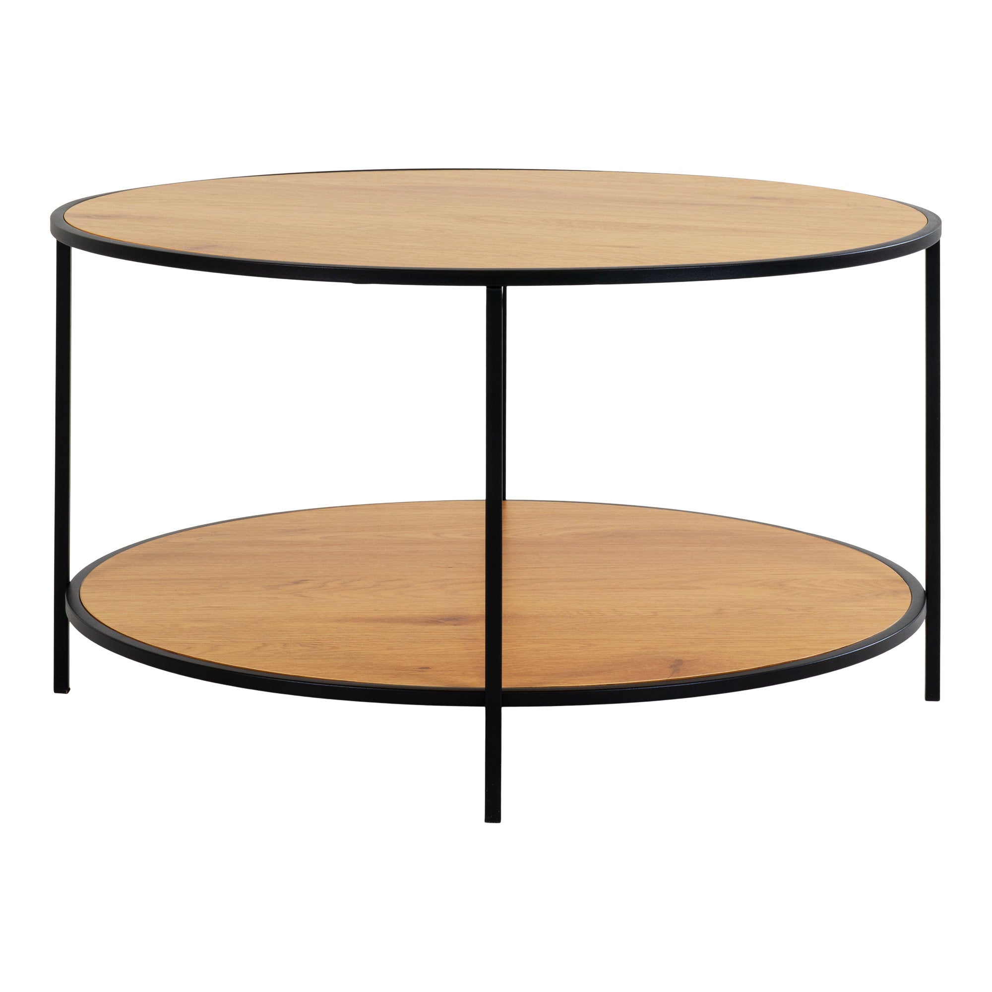Vita salontafel - salontafel, eikenlook, zwart frame ø80x45 cm