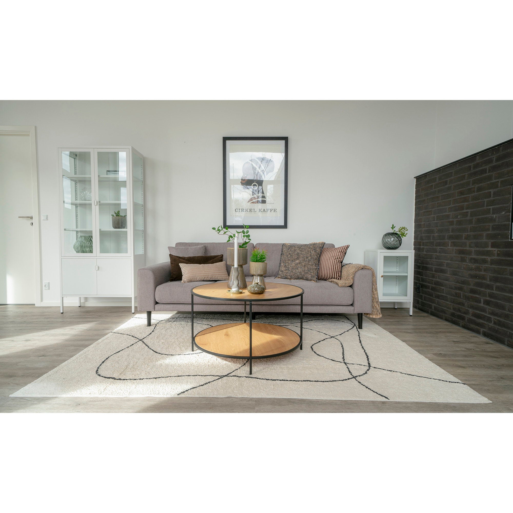 Vita salontafel - salontafel, eikenlook, zwart frame ø80x45 cm