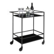 Vita Bar trolley - bartrolley met 2 planken, zwart, zwart frame 68x40x79 cm