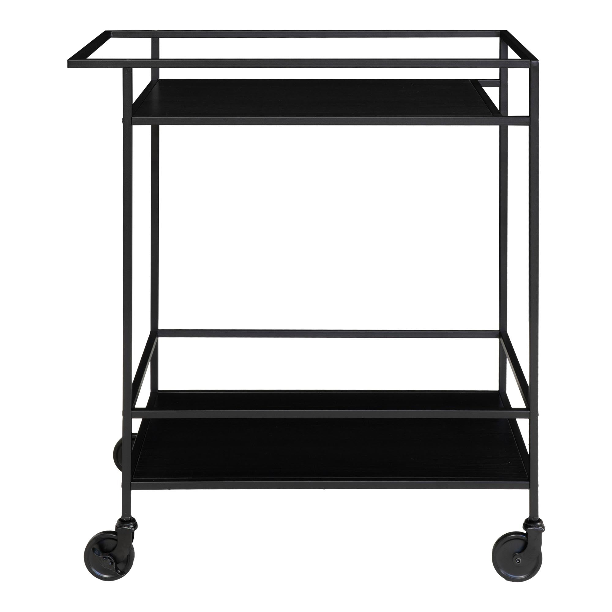 Vita Bar trolley - bartrolley met 2 planken, zwart, zwart frame 68x40x79 cm