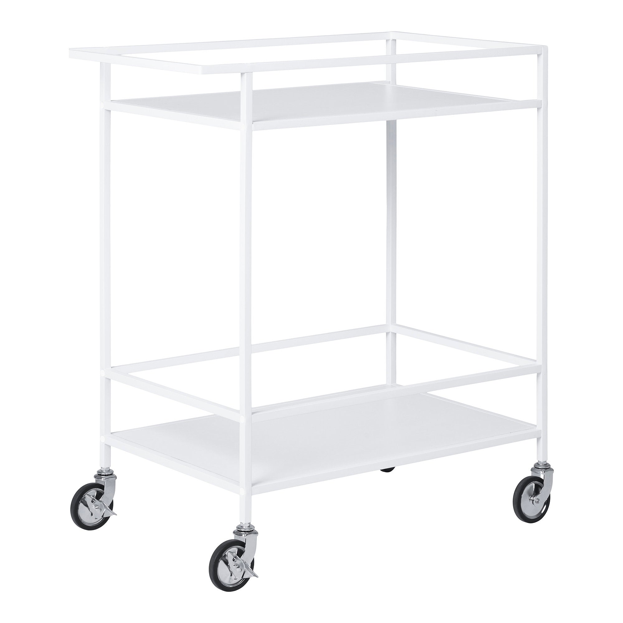 Vita Bar Trolley - bartrolley, 2 witte planken, wit frame 68x40x79 cm