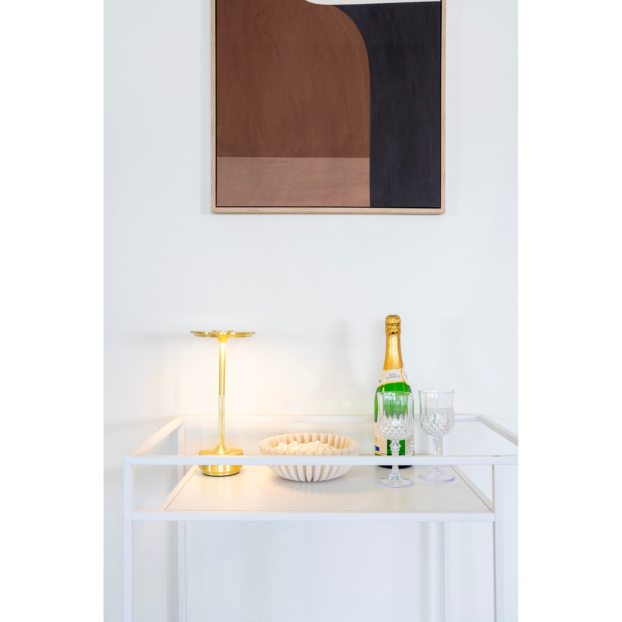 Vita Bar Trolley - bartrolley, 2 witte planken, wit frame 68x40x79 cm