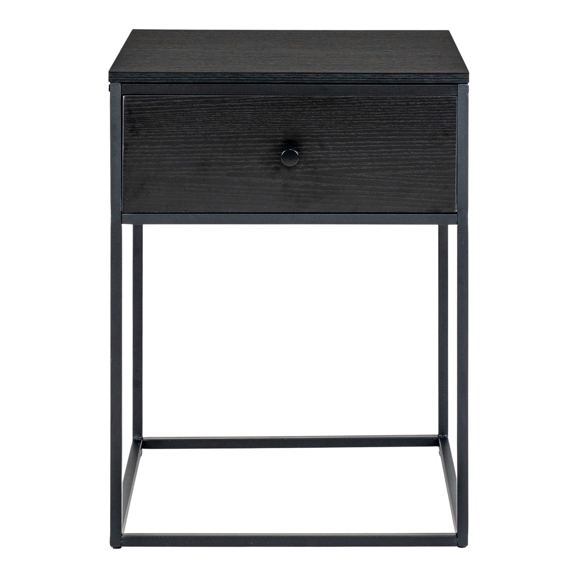 Vita bijzettafel - bijzettafel, 1 lade, zwart, zwart frame, 40 x 40 x 55 cm