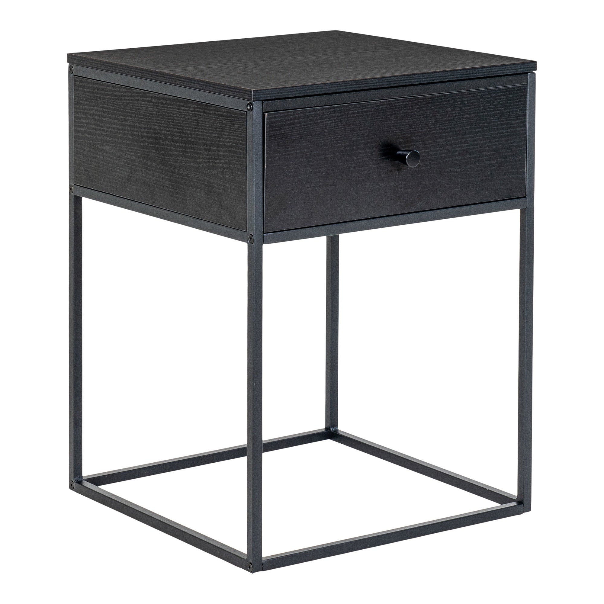 Vita bijzettafel - bijzettafel, 1 lade, zwart, zwart frame, 40 x 40 x 55 cm