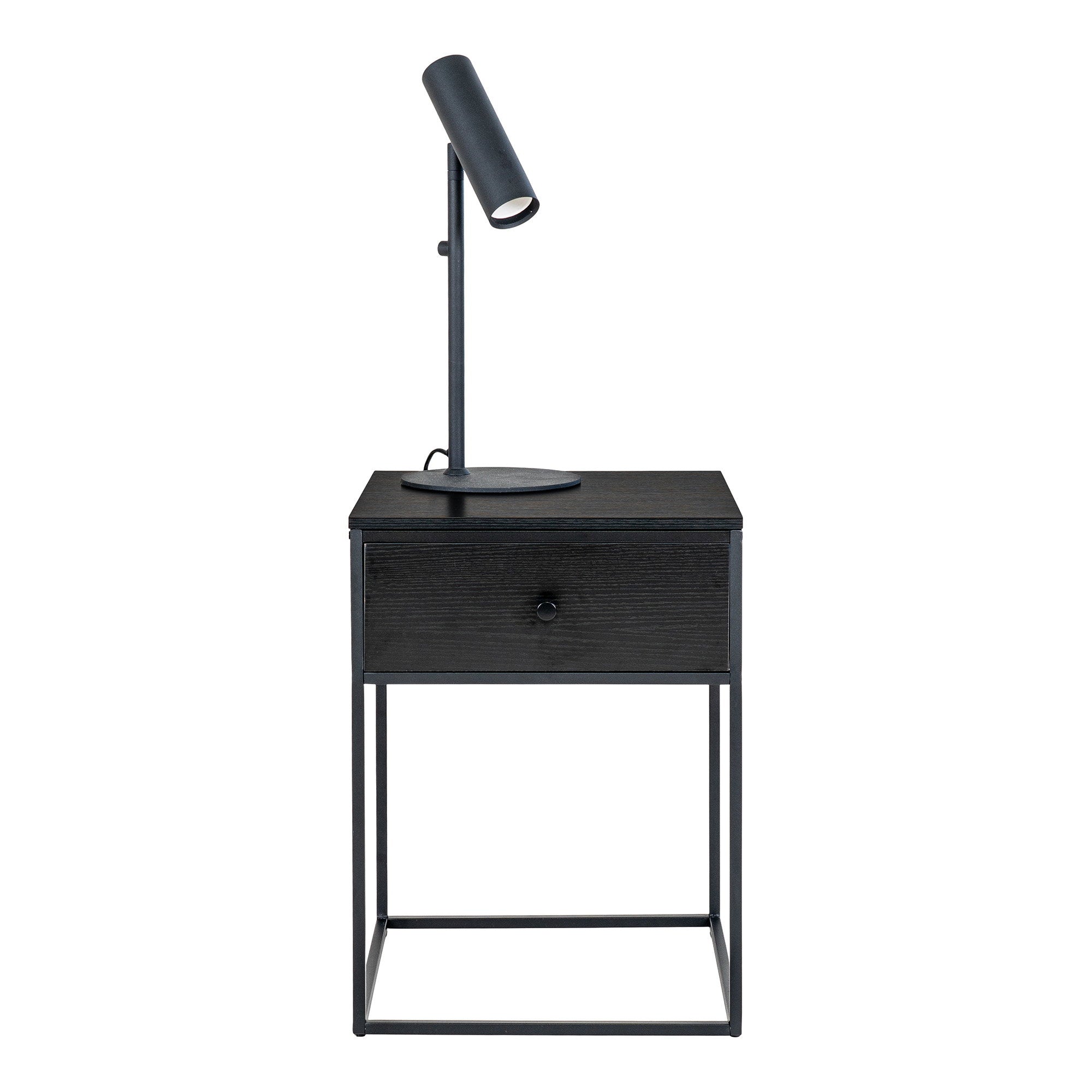 Vita bijzettafel - bijzettafel, 1 lade, zwart, zwart frame, 40 x 40 x 55 cm