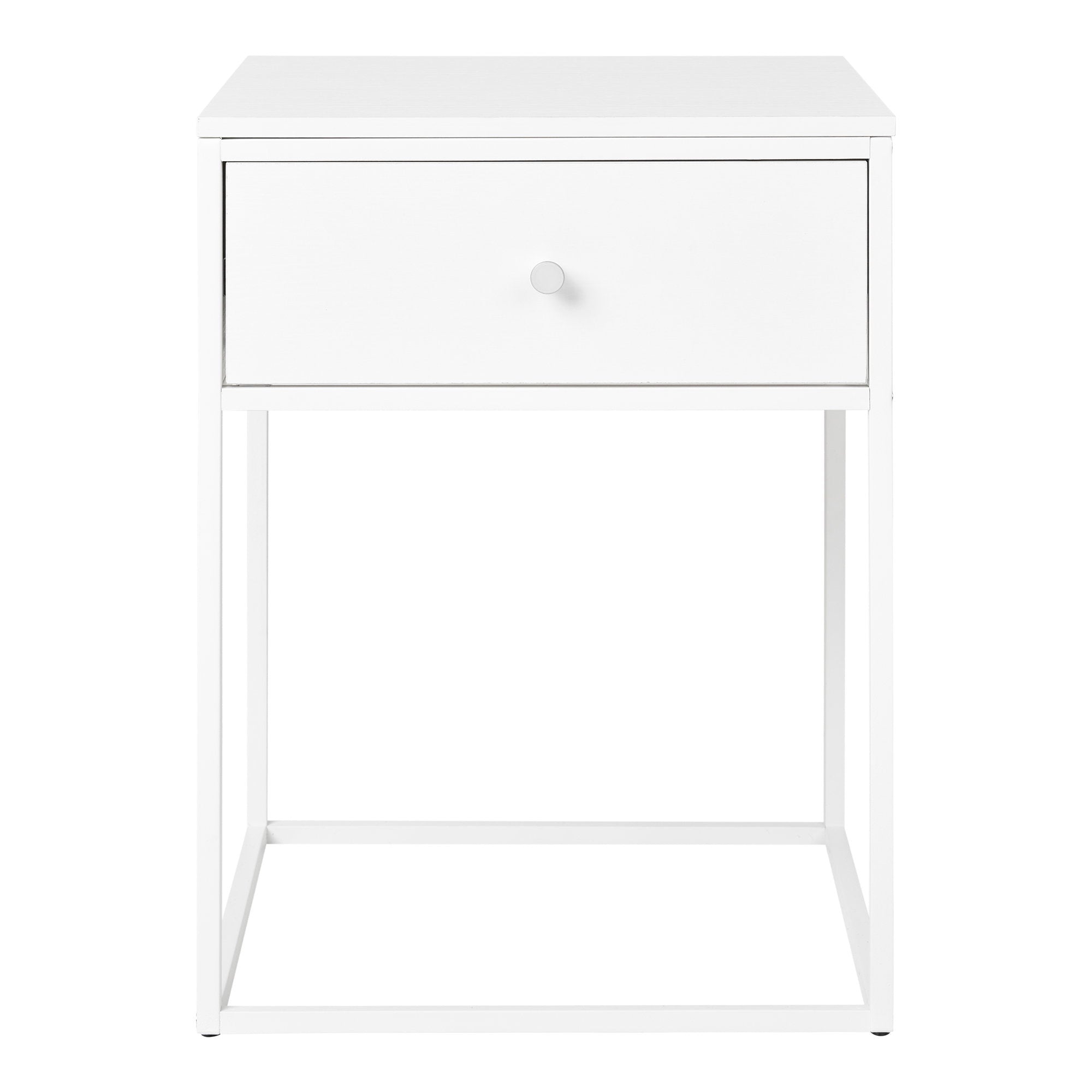Vita bijzettafel - bijzettafel, 1 lade, wit, wit frame 40x40x55 cm