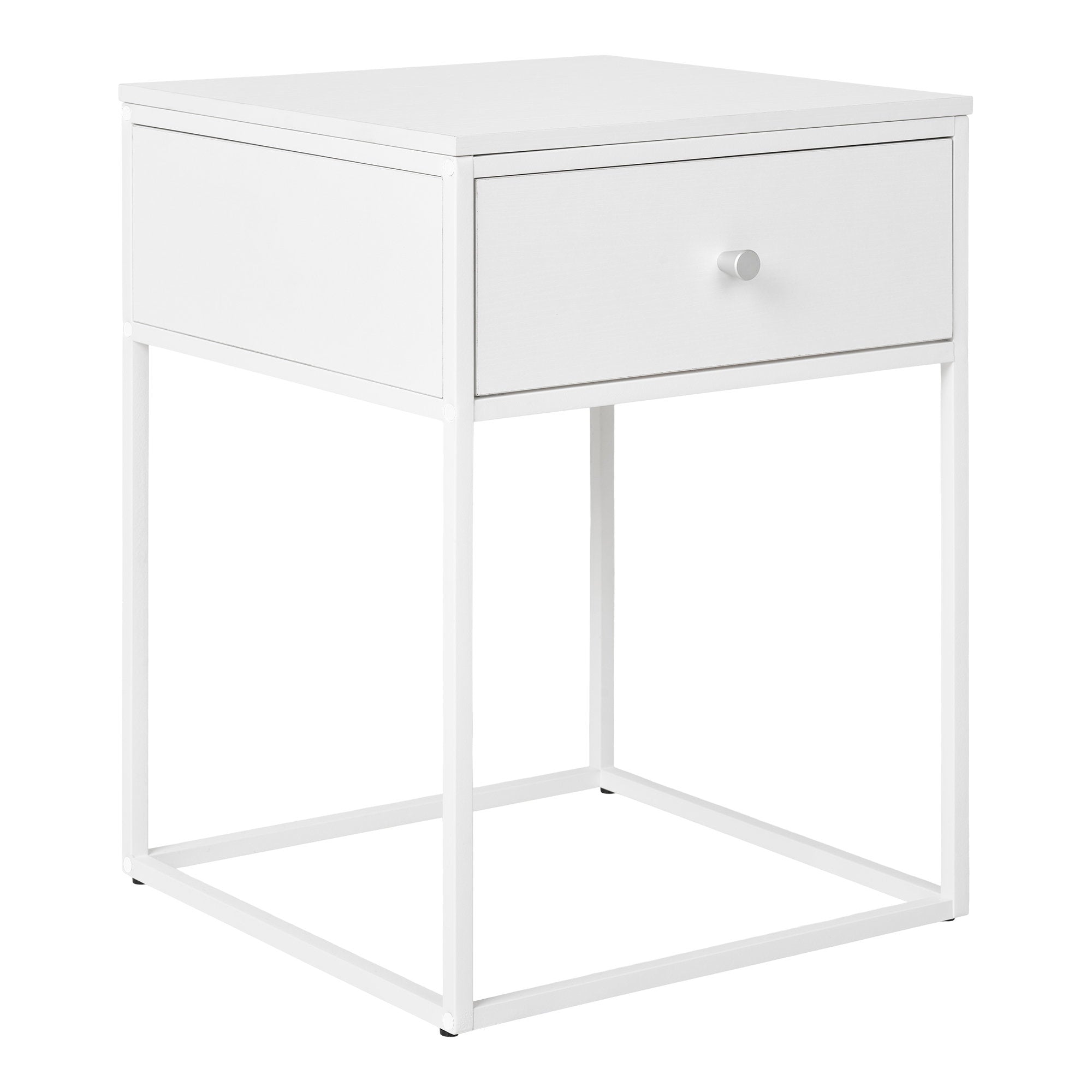 Vita bijzettafel - bijzettafel, 1 lade, wit, wit frame 40x40x55 cm