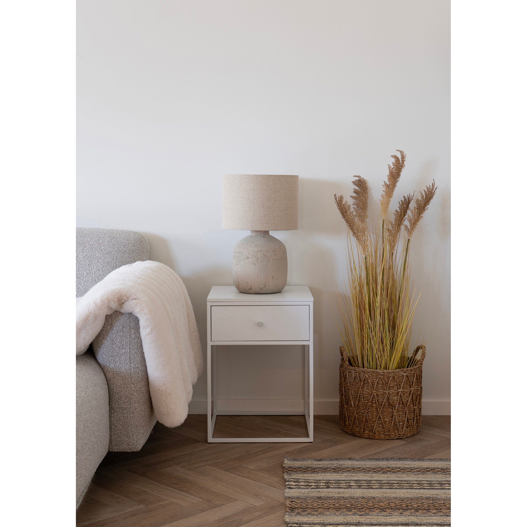 Vita bijzettafel - bijzettafel, 1 lade, wit, wit frame 40x40x55 cm
