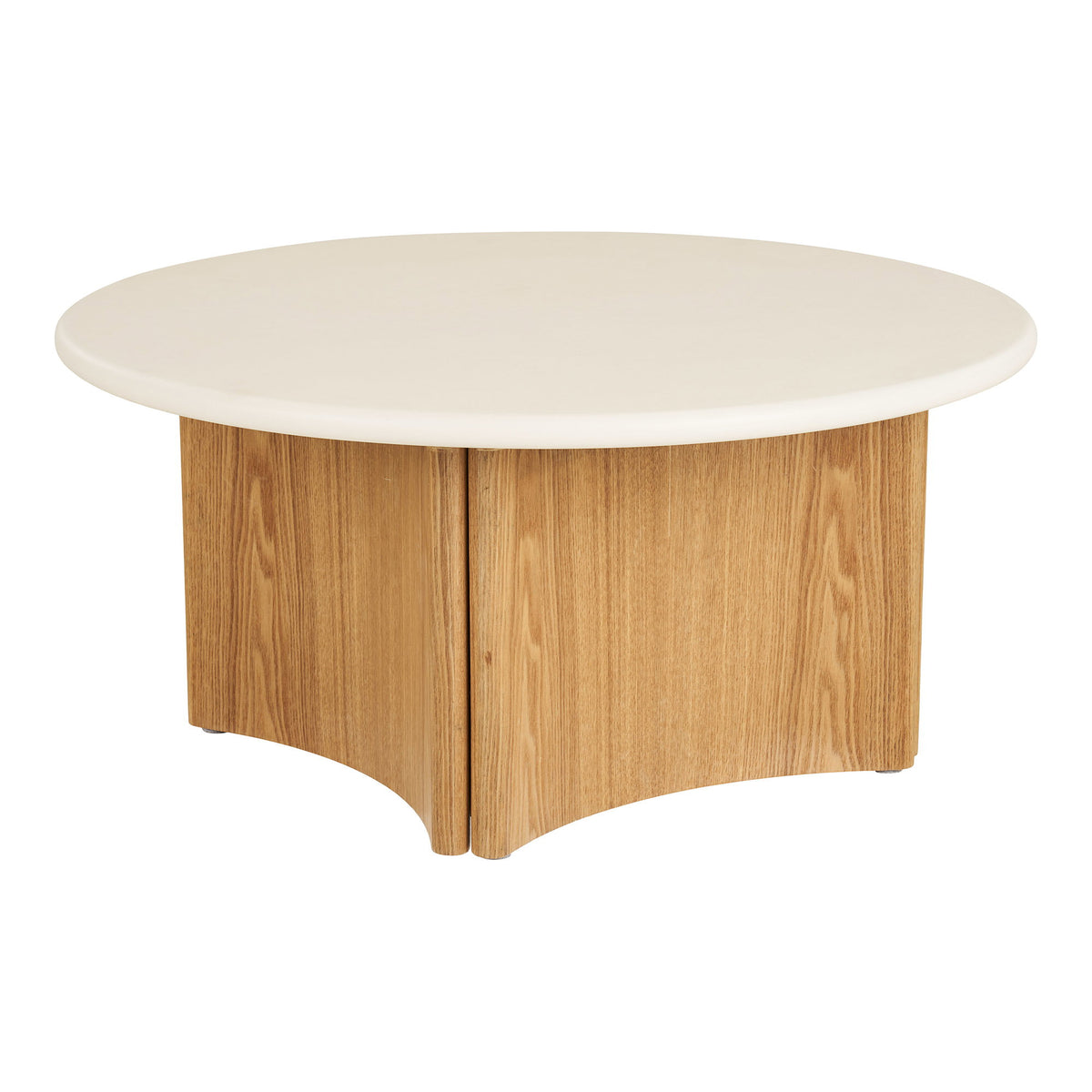 Motril Salontafel - cement/essenfineer, wit/naturel ø80x37 cm