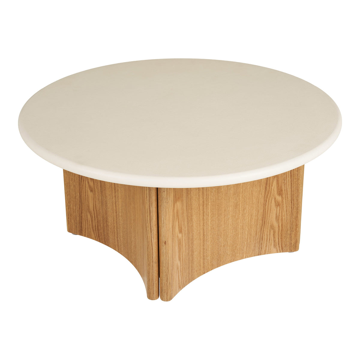 Motril Salontafel - cement/essenfineer, wit/naturel ø80x37 cm