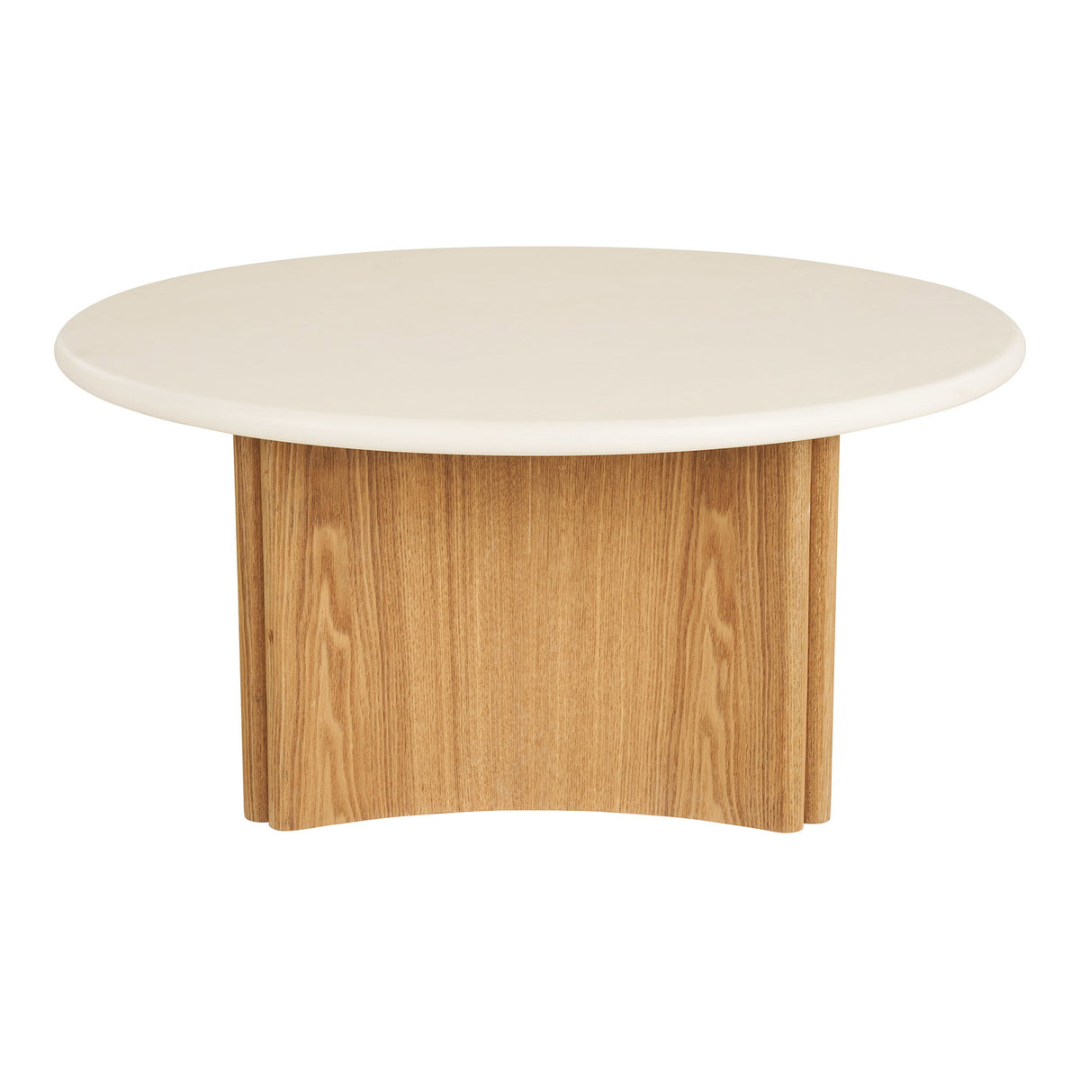 Motril Salontafel - cement/essenfineer, wit/naturel ø80x37 cm