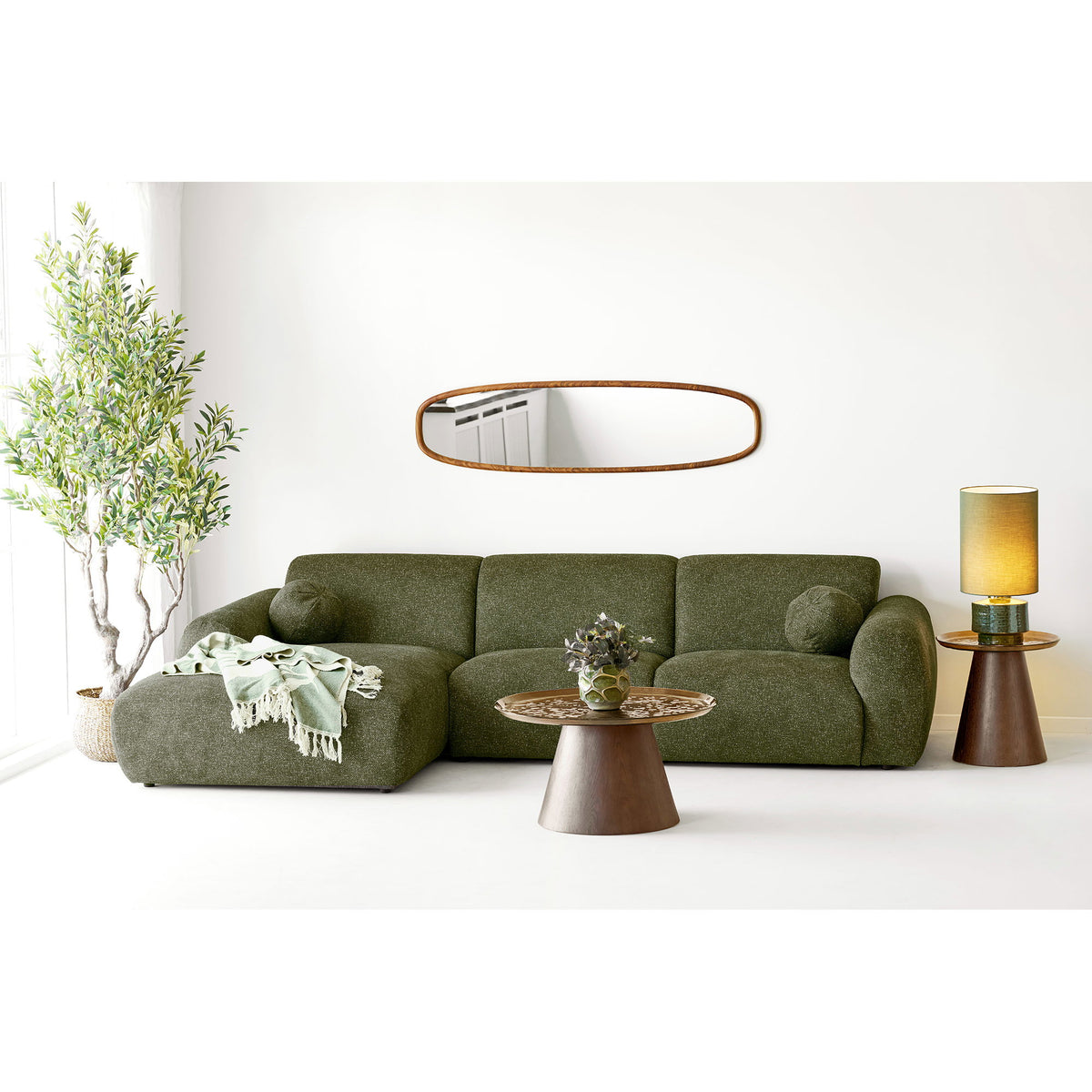 Orvieto Salontafel - Salontafel, essenfineer/glas, bruin ø80x42 cm