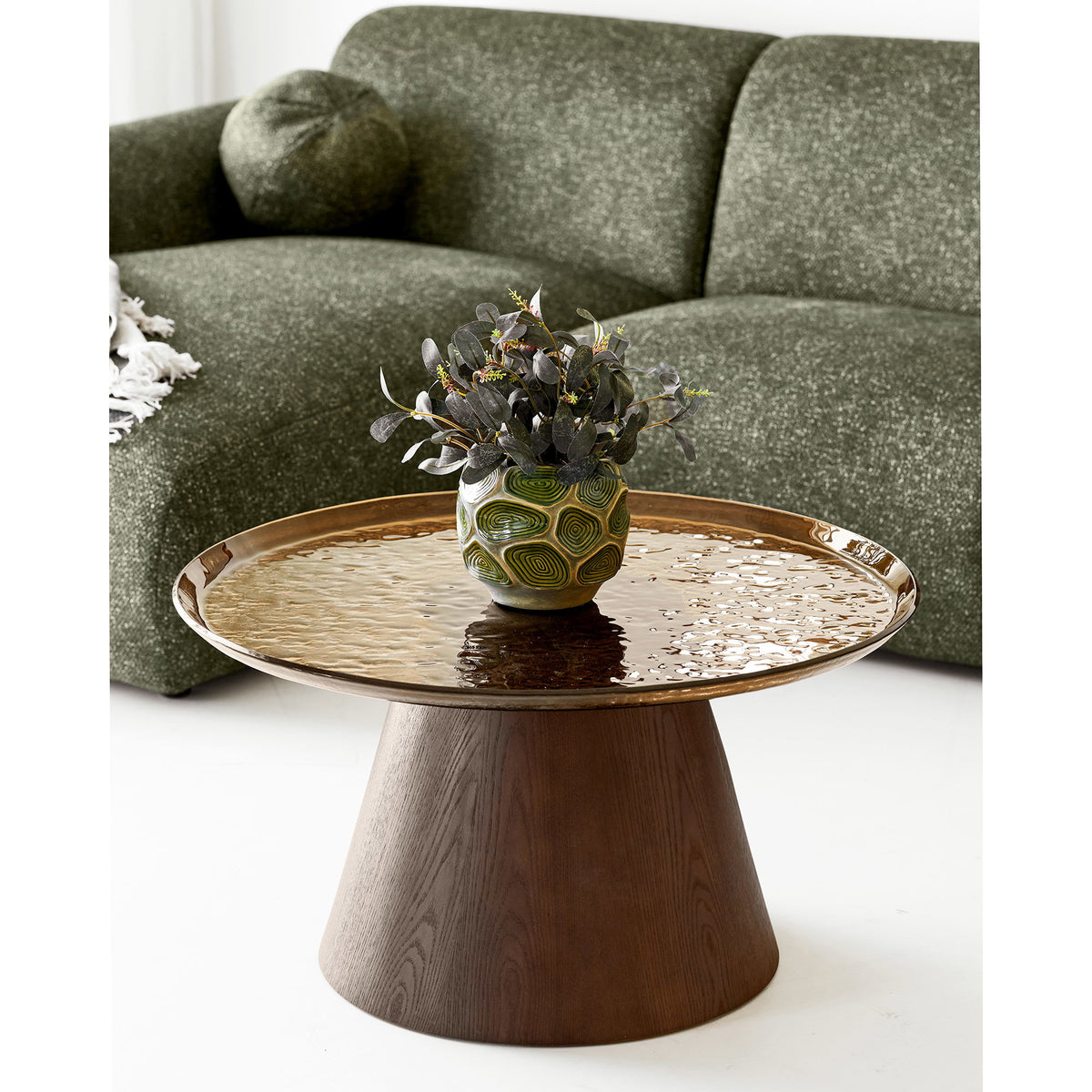 Orvieto Salontafel - Salontafel, essenfineer/glas, bruin ø80x42 cm