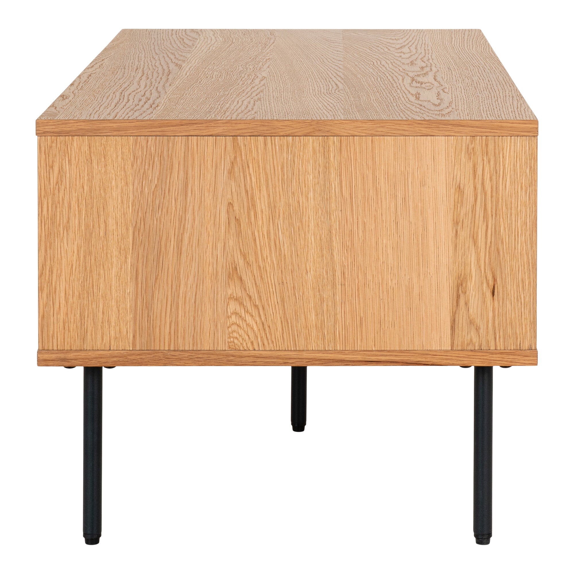 Kyoto Salontafel - Salontafel, 2 lades, eikenfineer, naturel, zwarte metalen poten 50x100x45 cm