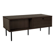 Kyoto salontafel - salontafel, 2 lades, gerookt eikenfineer, zwarte metalen poten, 50x100x45 cm