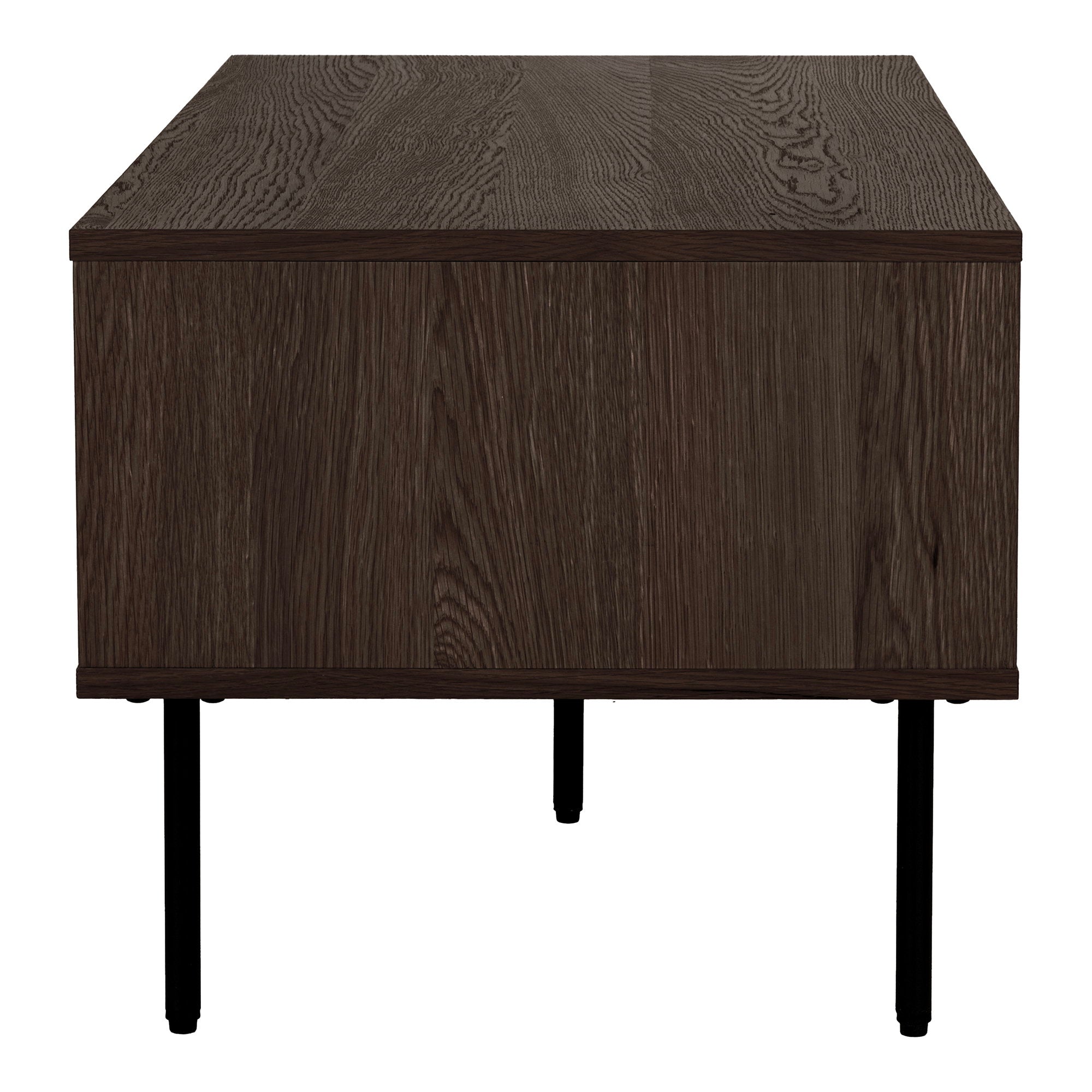 Kyoto salontafel - salontafel, 2 lades, gerookt eikenfineer, zwarte metalen poten, 50x100x45 cm