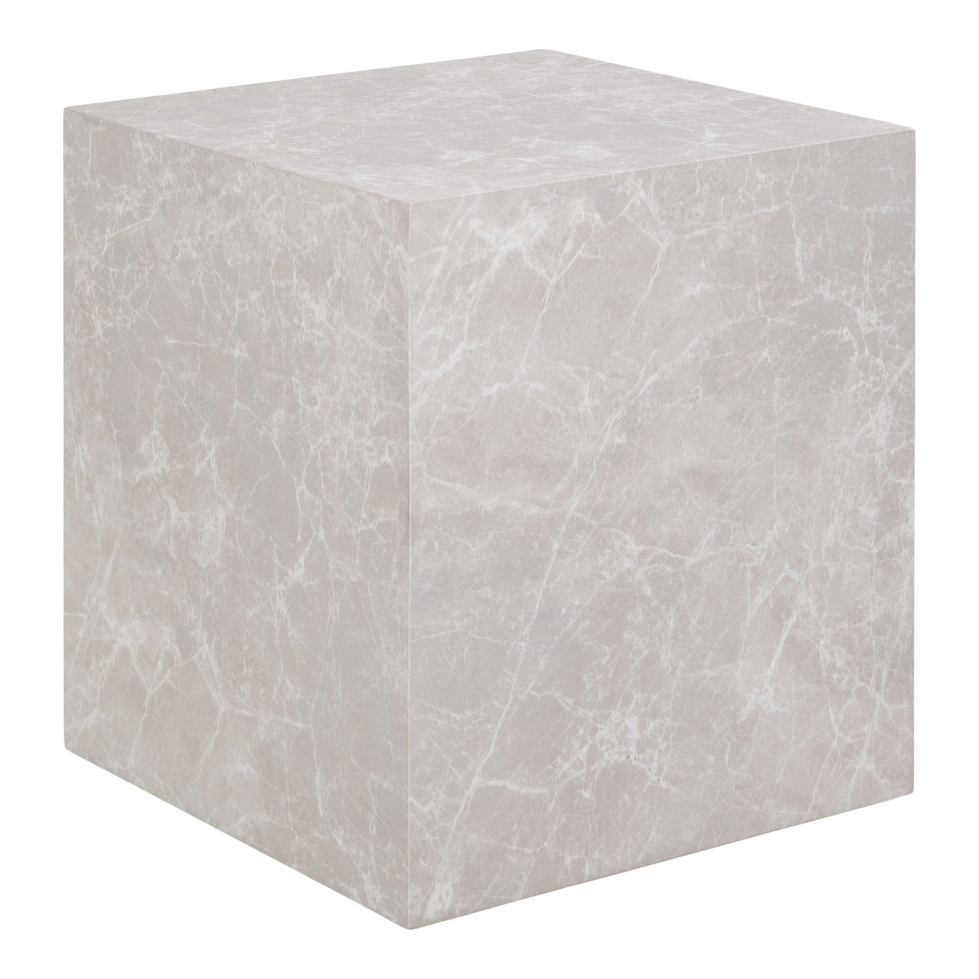 Prague bijzettafel - bijzettafel, marmerlook, beige 40x40x45 cm