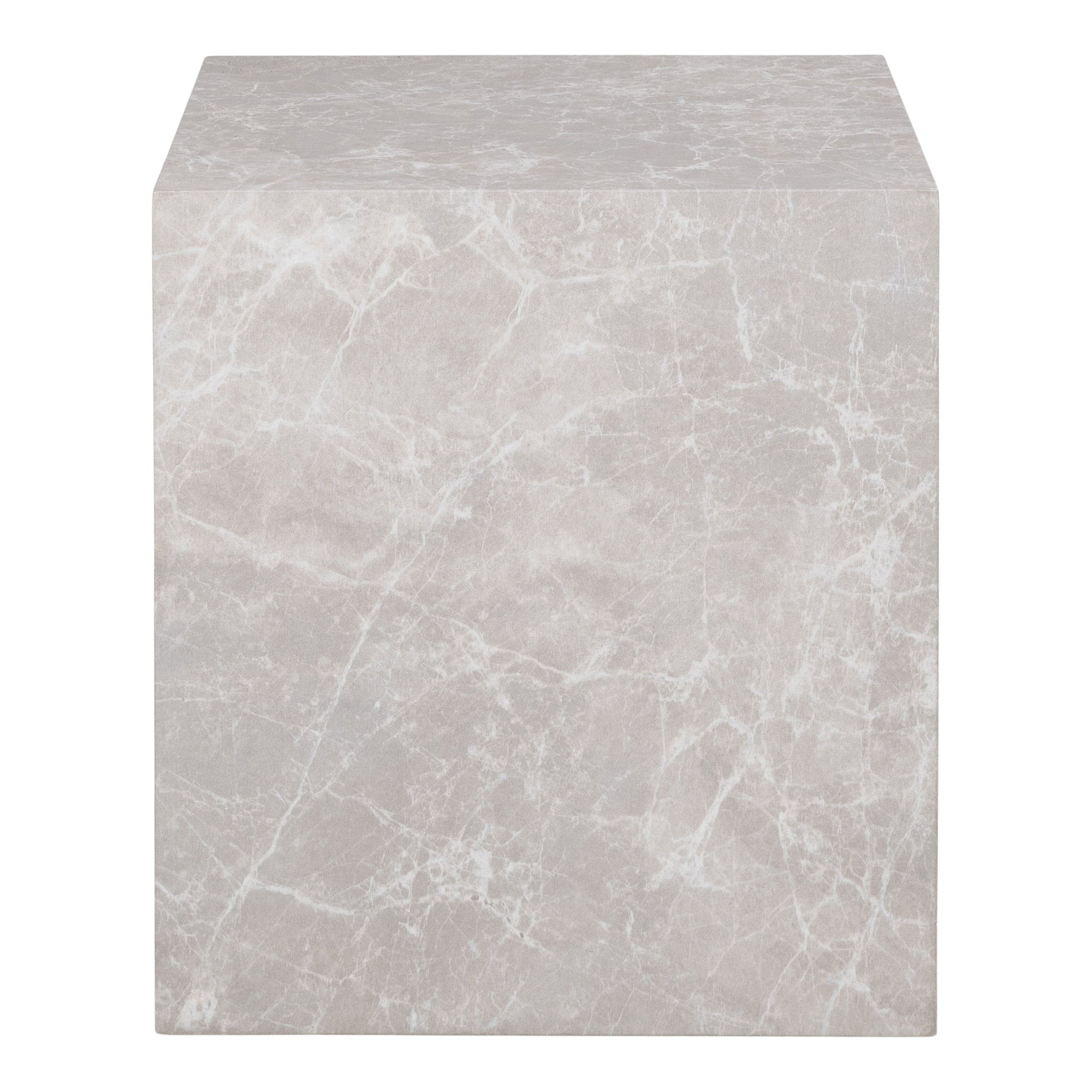 Prague bijzettafel - bijzettafel, marmerlook, beige 40x40x45 cm