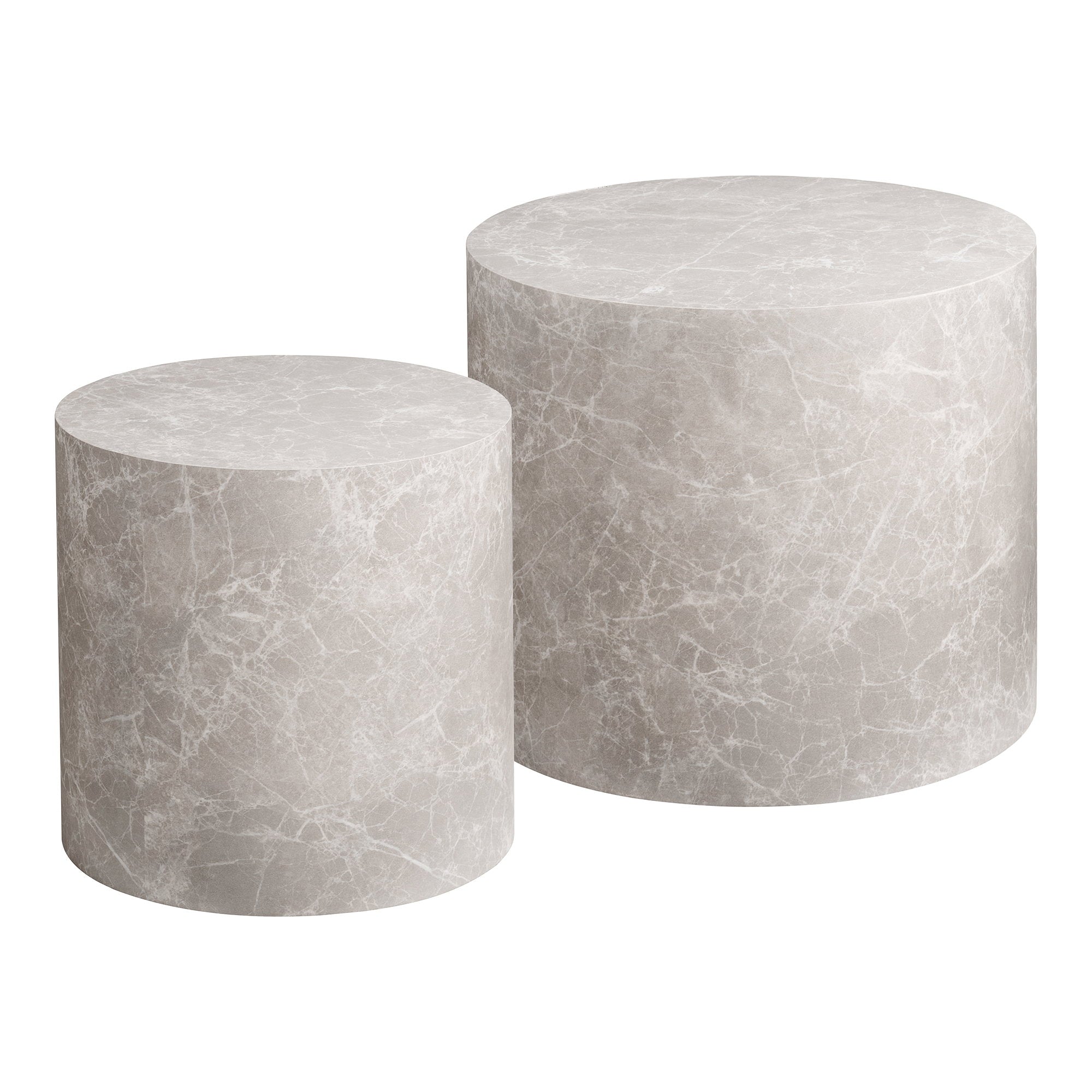 Prague Salontafel - salontafel, marmerlook, rond, beige, set van 2