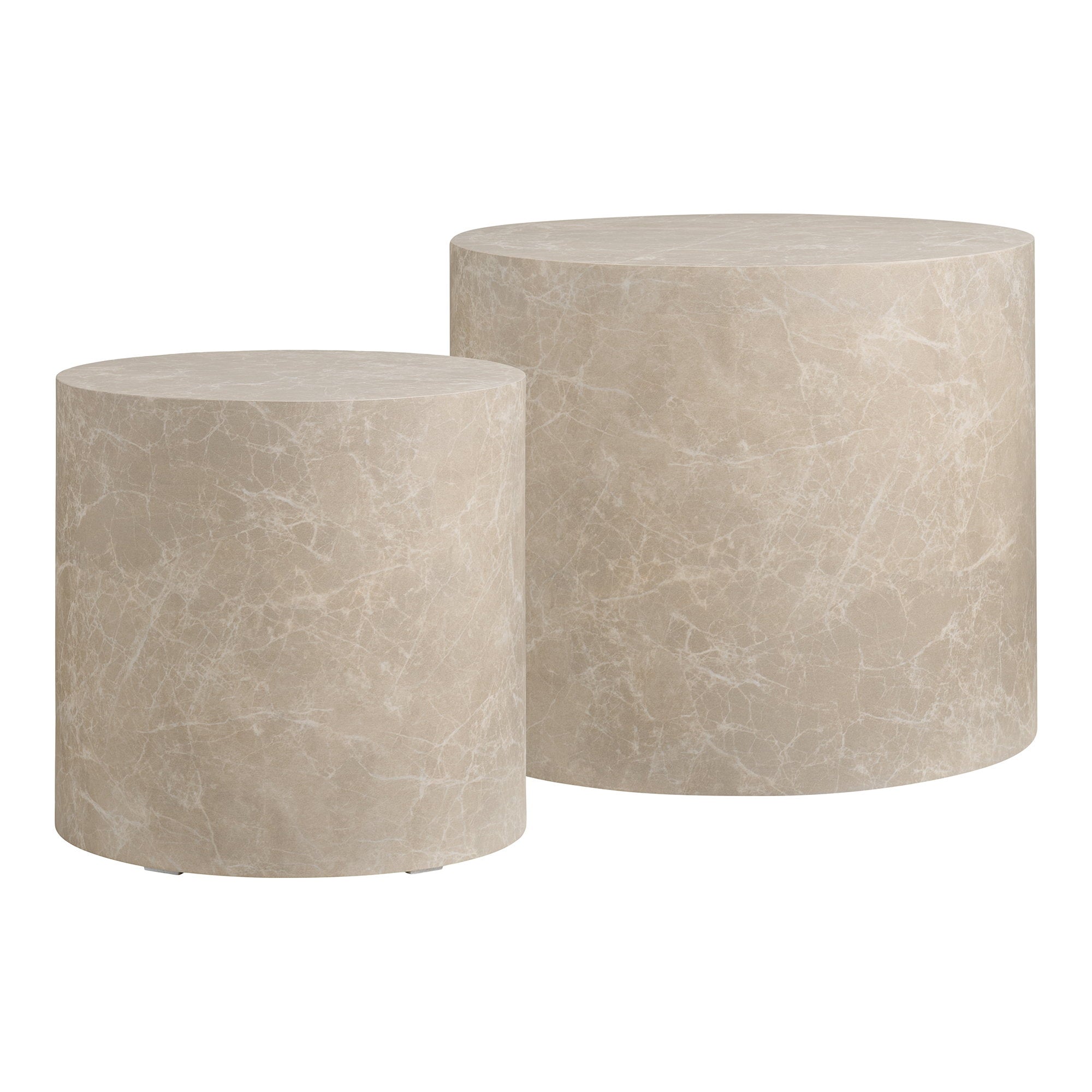 Prague Salontafel - salontafel, marmerlook, rond, beige, set van 2