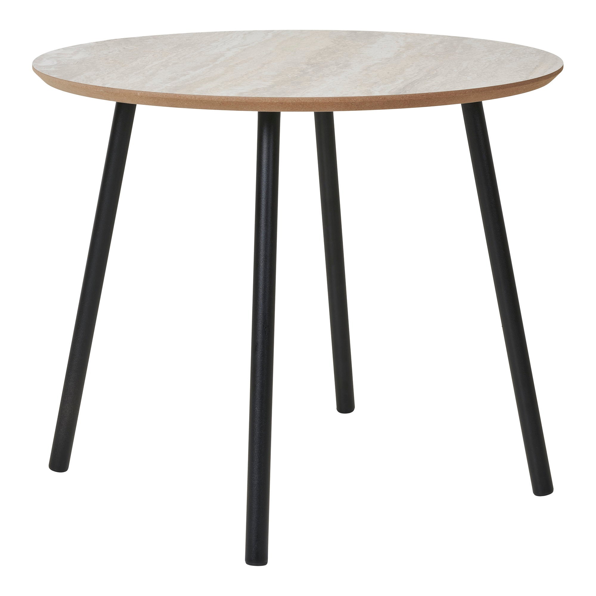Aalst Salontafel - salontafel, travertijnlook, zwarte poten ø55x45 cm